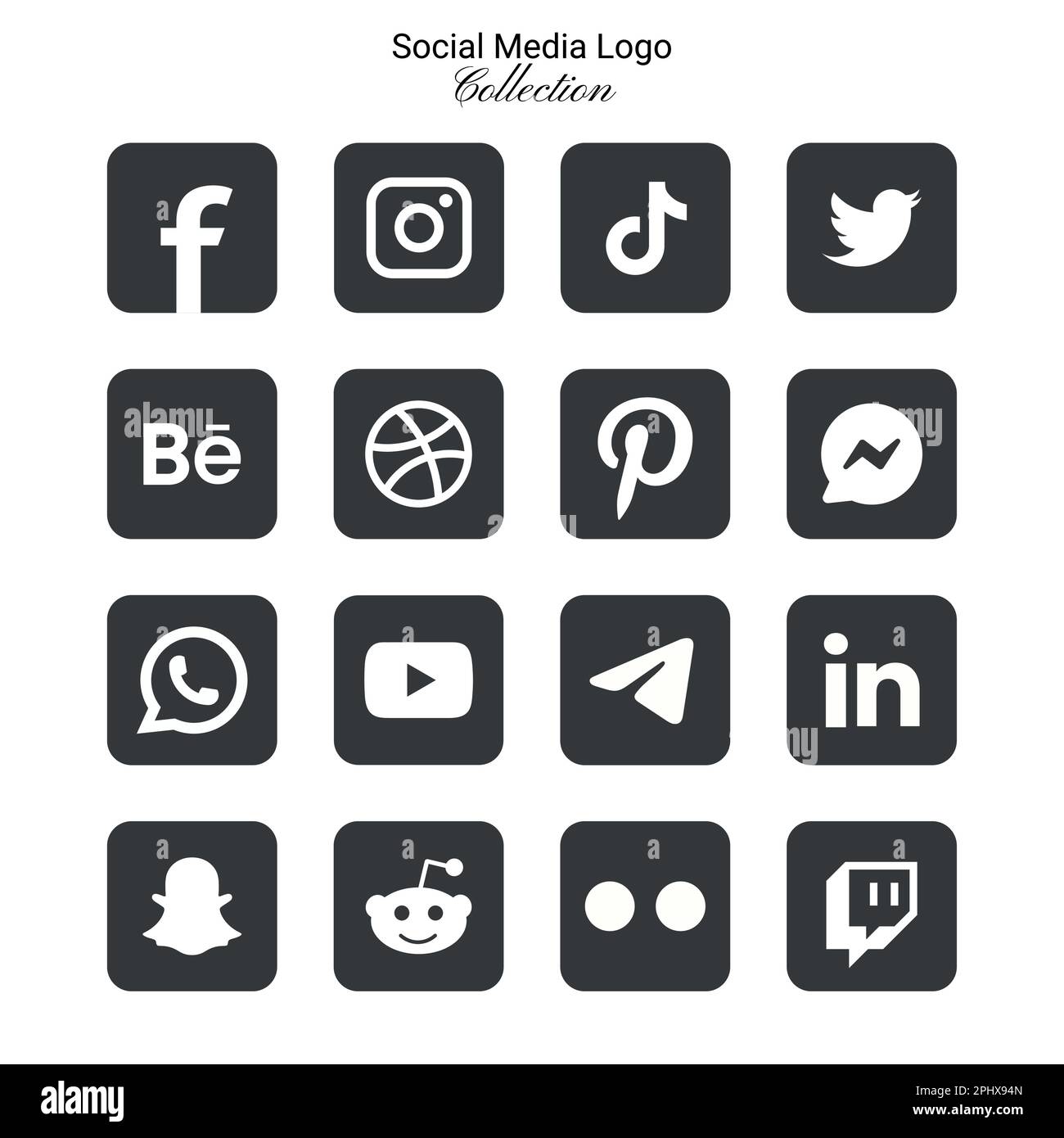 Icônes populaires de logo de réseau social facebook, instagram, youtube, pinterest, tiktok et etc icônes de logo, ensemble d'icônes de médias sociaux Illustration de Vecteur