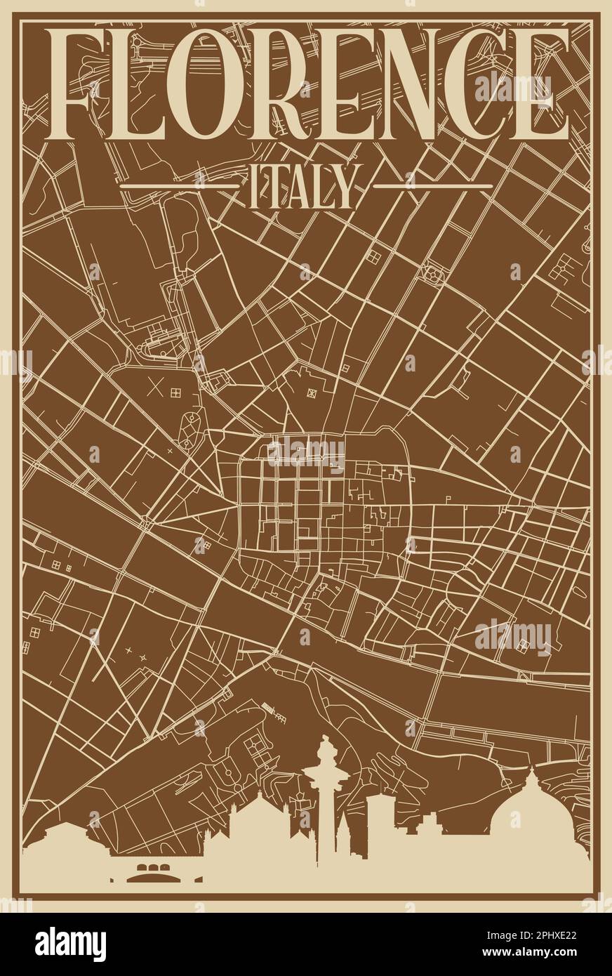 Affiche du réseau routier du centre-ville DE FLORENCE, ITALIE Illustration de Vecteur