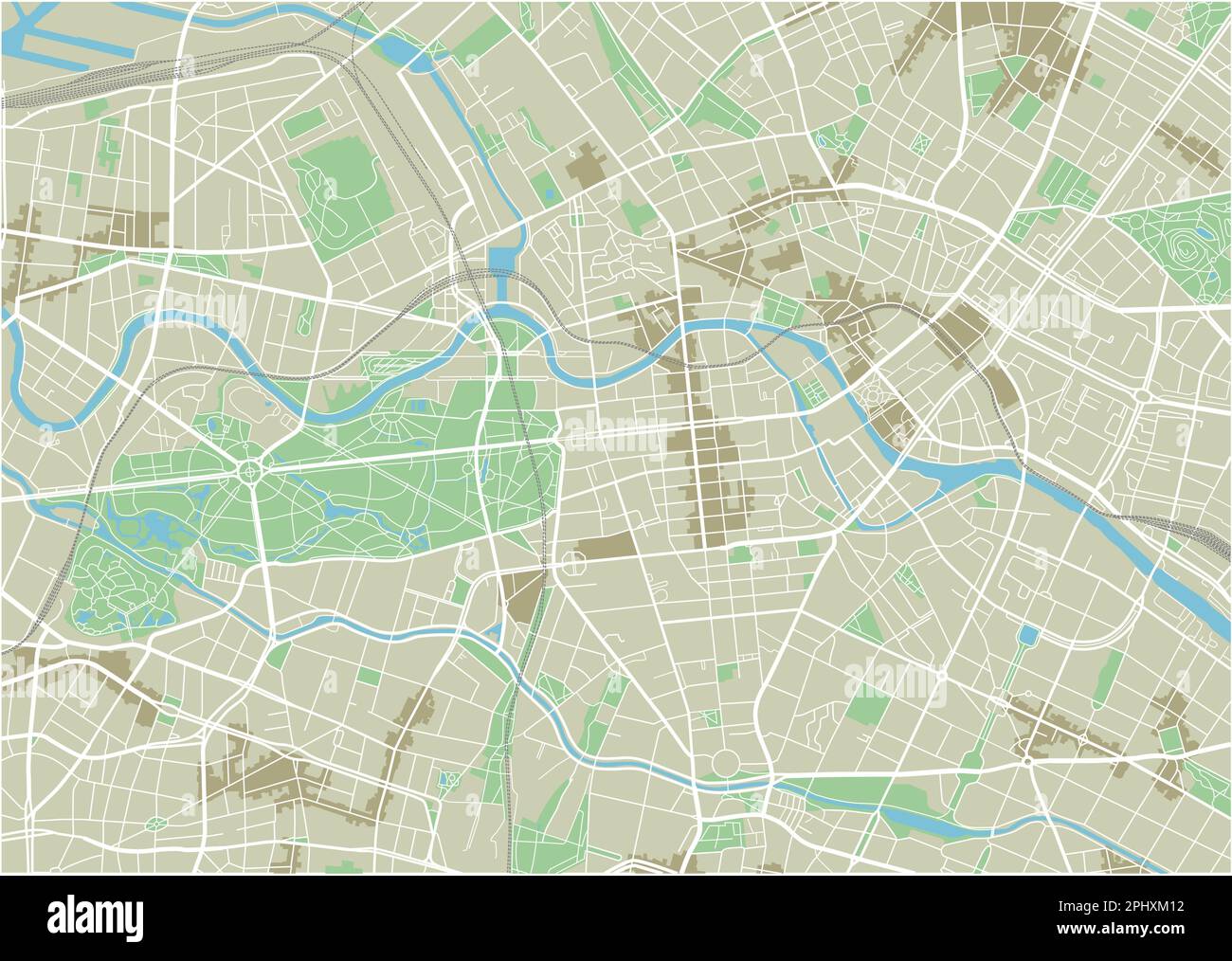 Carte de la ville de Berlin avec des couches séparées bien organisées. Illustration de Vecteur