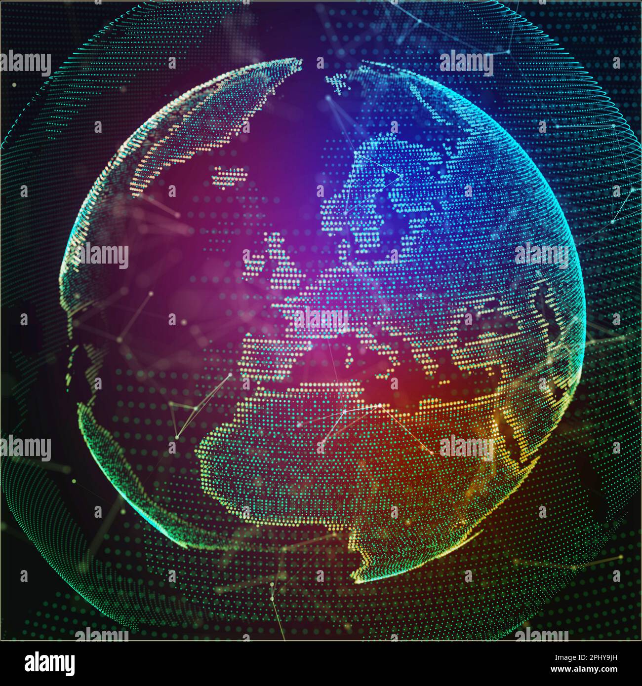 Technologies de communication pour les affaires d'Internet. Réseau mondial mondial et télécommunications sur terre. Globe terrestre Banque D'Images