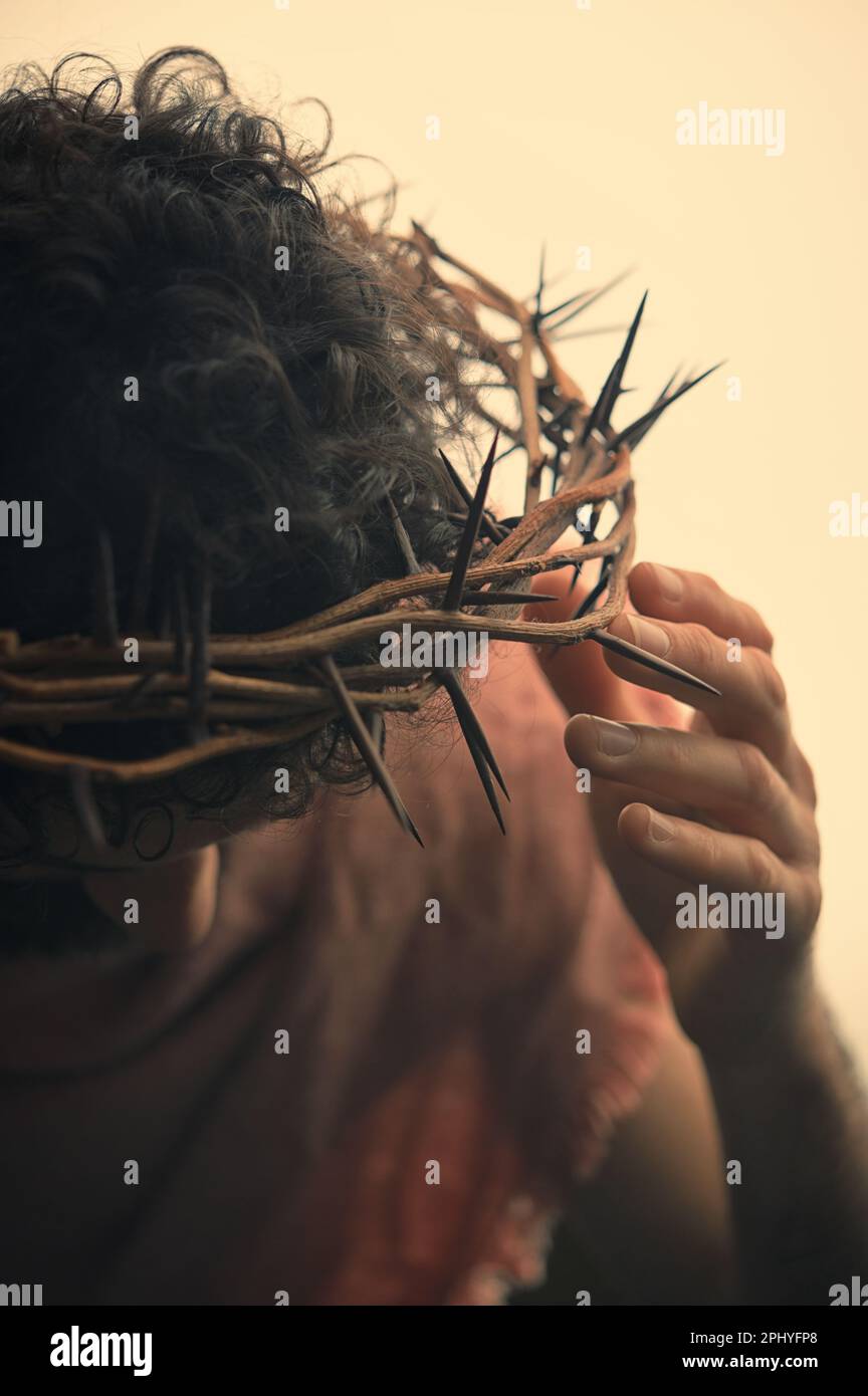 Jésus Christ Portrait avec couronne d'épines Banque D'Images