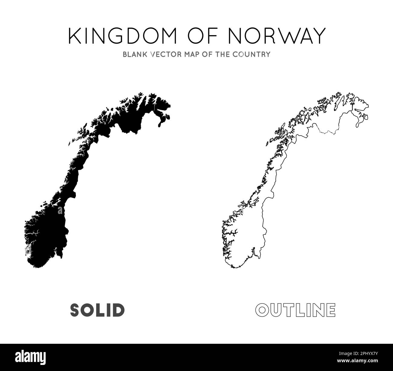 Carte de Norvège. Carte vectorielle vierge du pays. Frontières de la Norvège pour votre infographie. Illustration vectorielle. Illustration de Vecteur