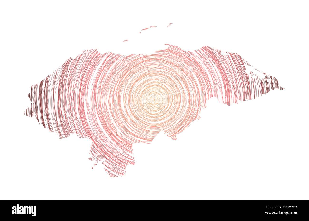 Carte Honduras remplie de cercles concentriques. Esquissez des cercles de style en forme de pays. Illustration vectorielle. Illustration de Vecteur