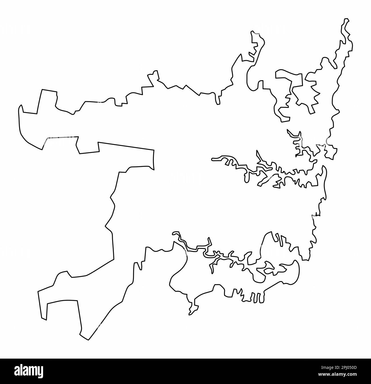 Carte du Grand Sydney isolée sur fond blanc, Australie Illustration de Vecteur
