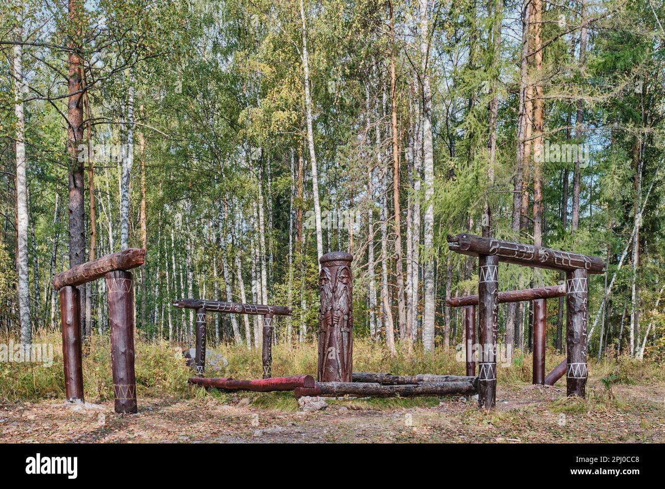 Temple des néo-païens slaves dans l'Oural, Russie Banque D'Images