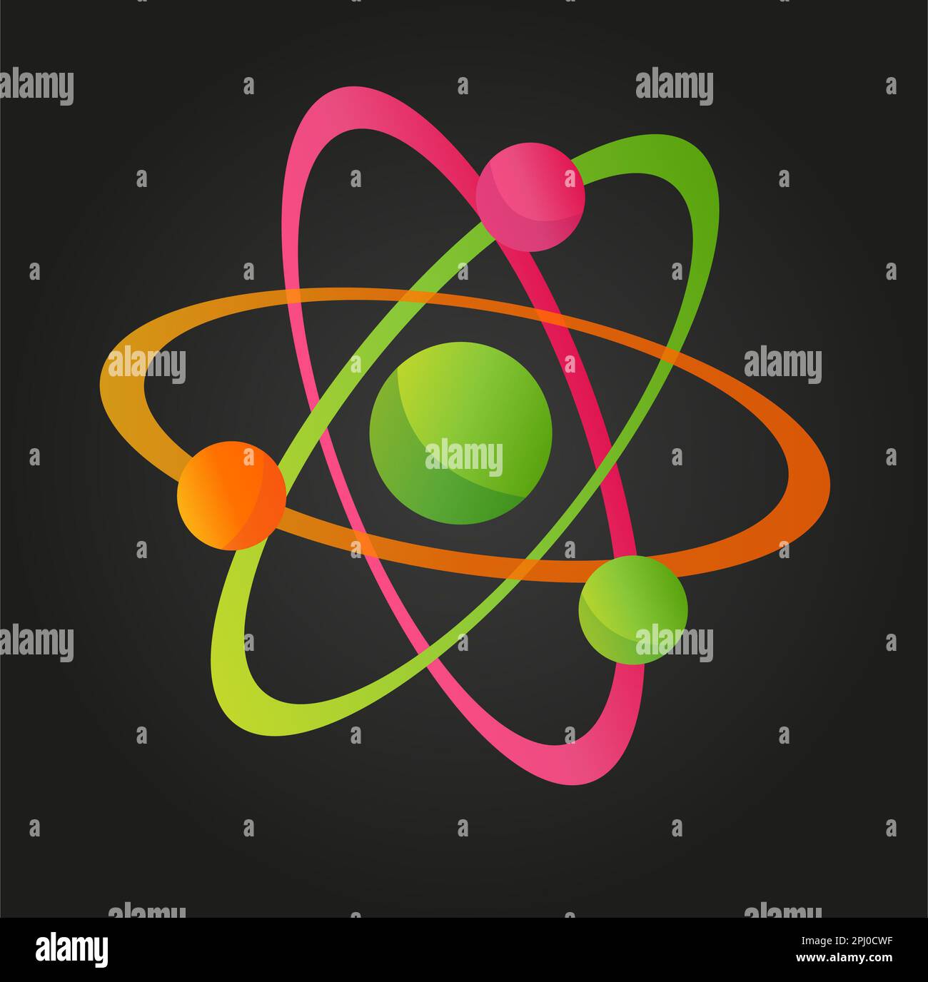 Le vecteur de structure atomique se compose de protons, de neutrons et d'électrons qui orbitent autour du noyau. Banque D'Images