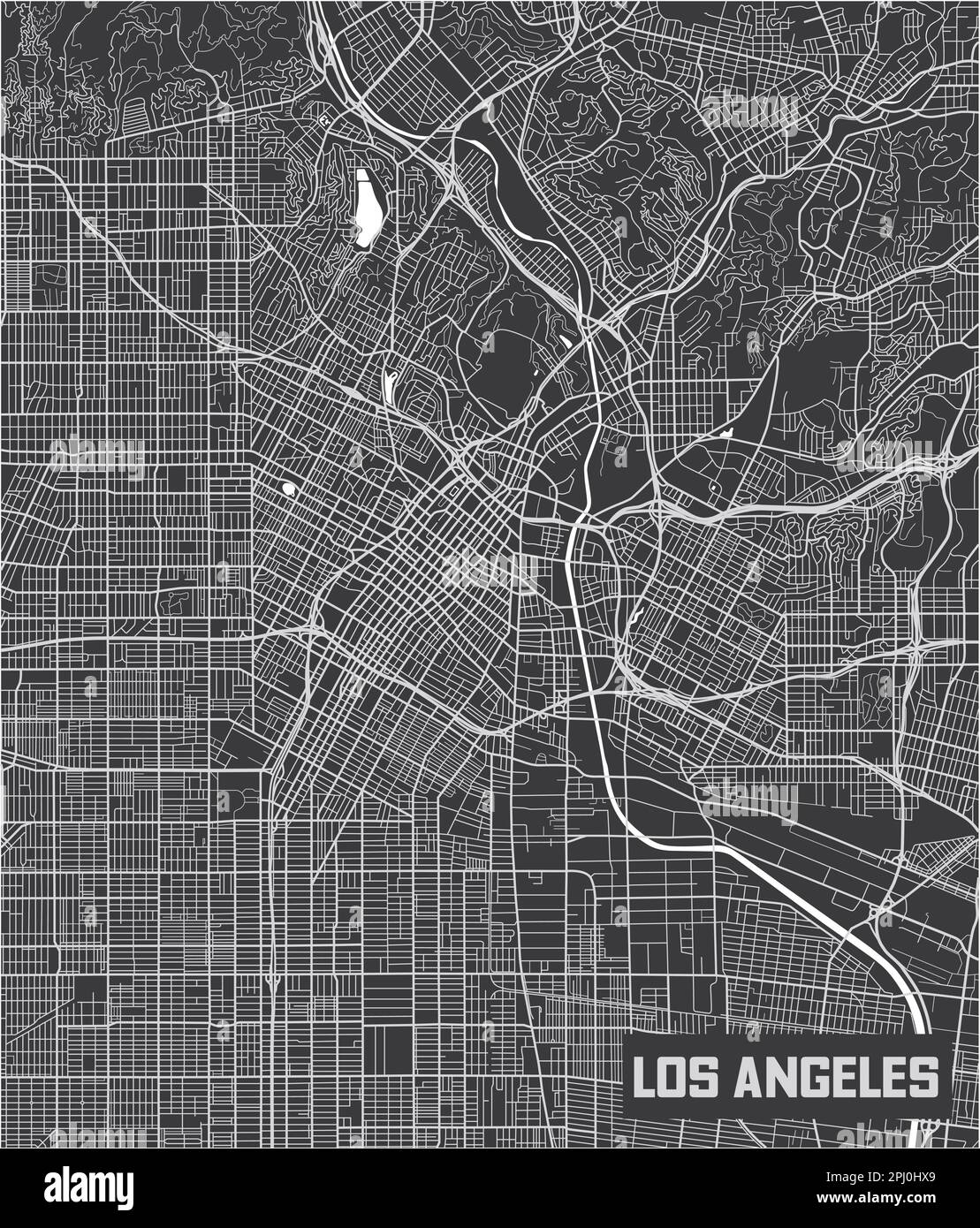 Design minimaliste de la carte de la ville de Los Angeles. Illustration de Vecteur