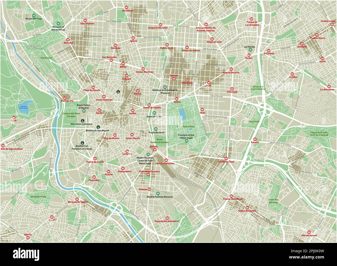Carte vectorielle de la ville de Madrid avec des couches séparées bien organisées. Illustration de Vecteur
