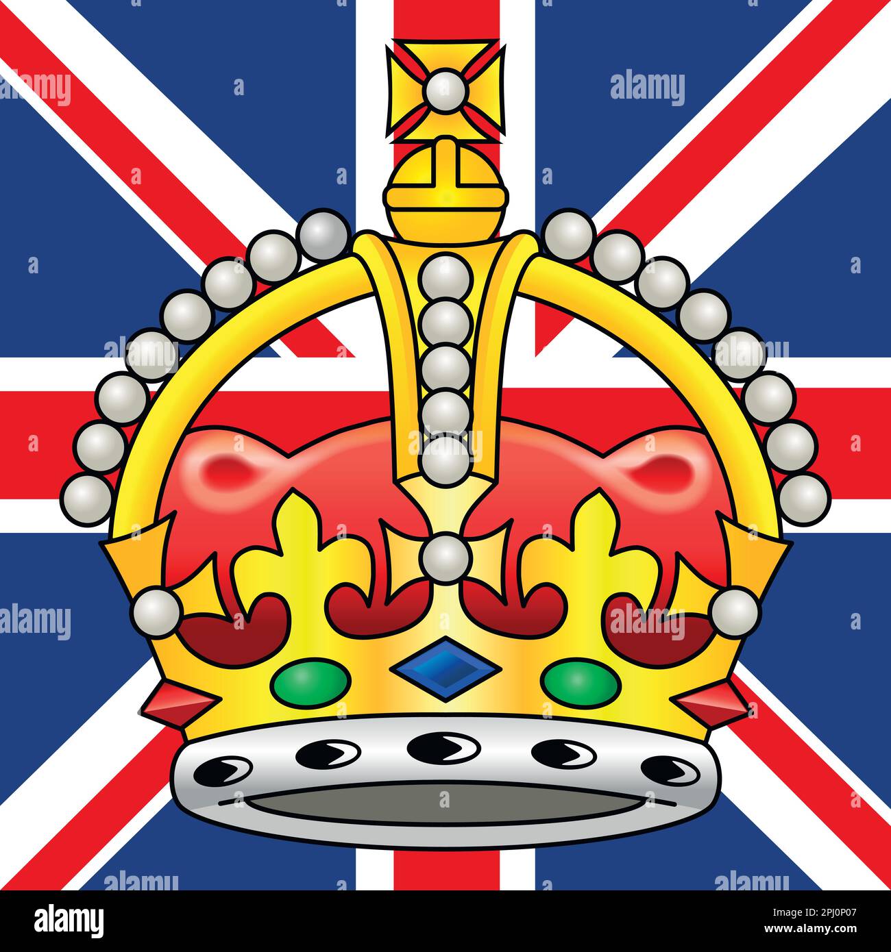 Couronne britannique sur le drapeau de l'Union Jack, Royaume-Uni, illustration vectorielle Illustration de Vecteur