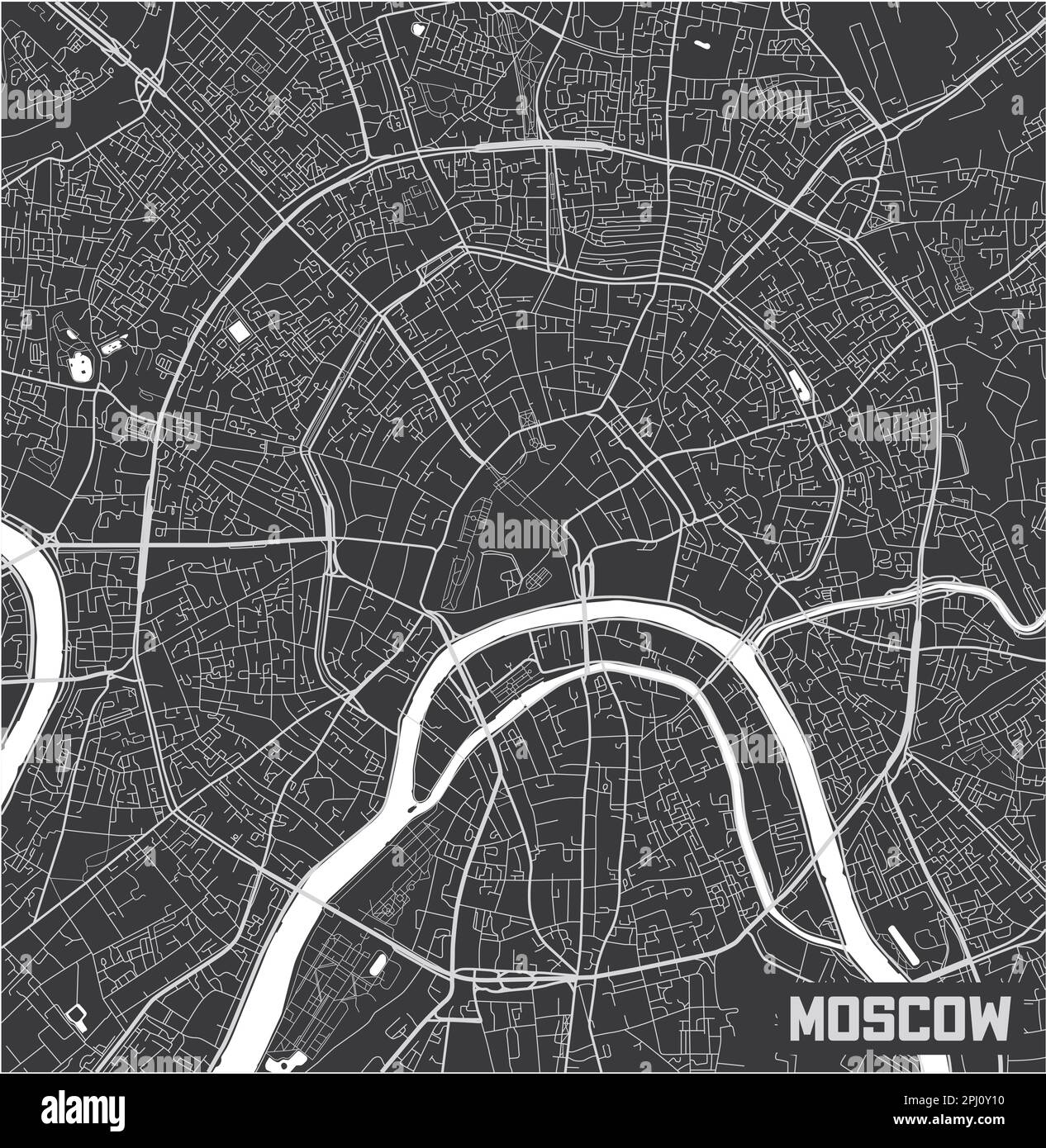 Design minimaliste de la carte de la ville de Moscou. Illustration de Vecteur