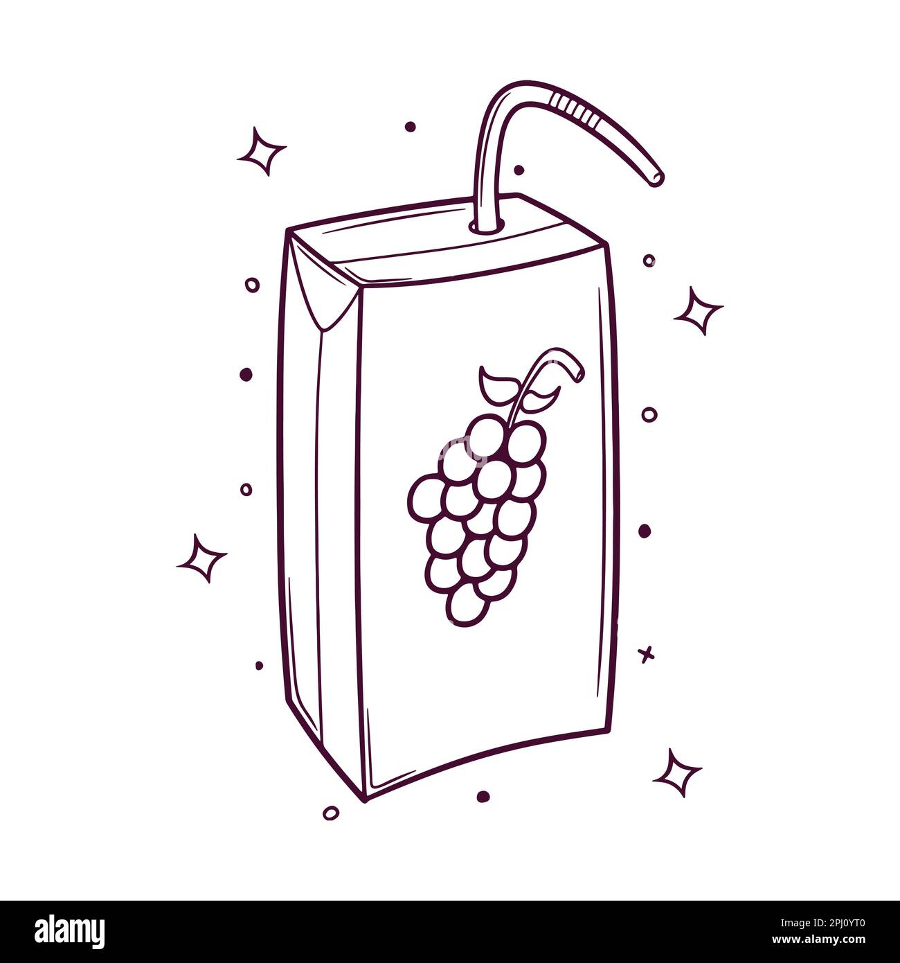 illustration vectorielle de la boîte de jus de raisin dessinée à la main Illustration de Vecteur