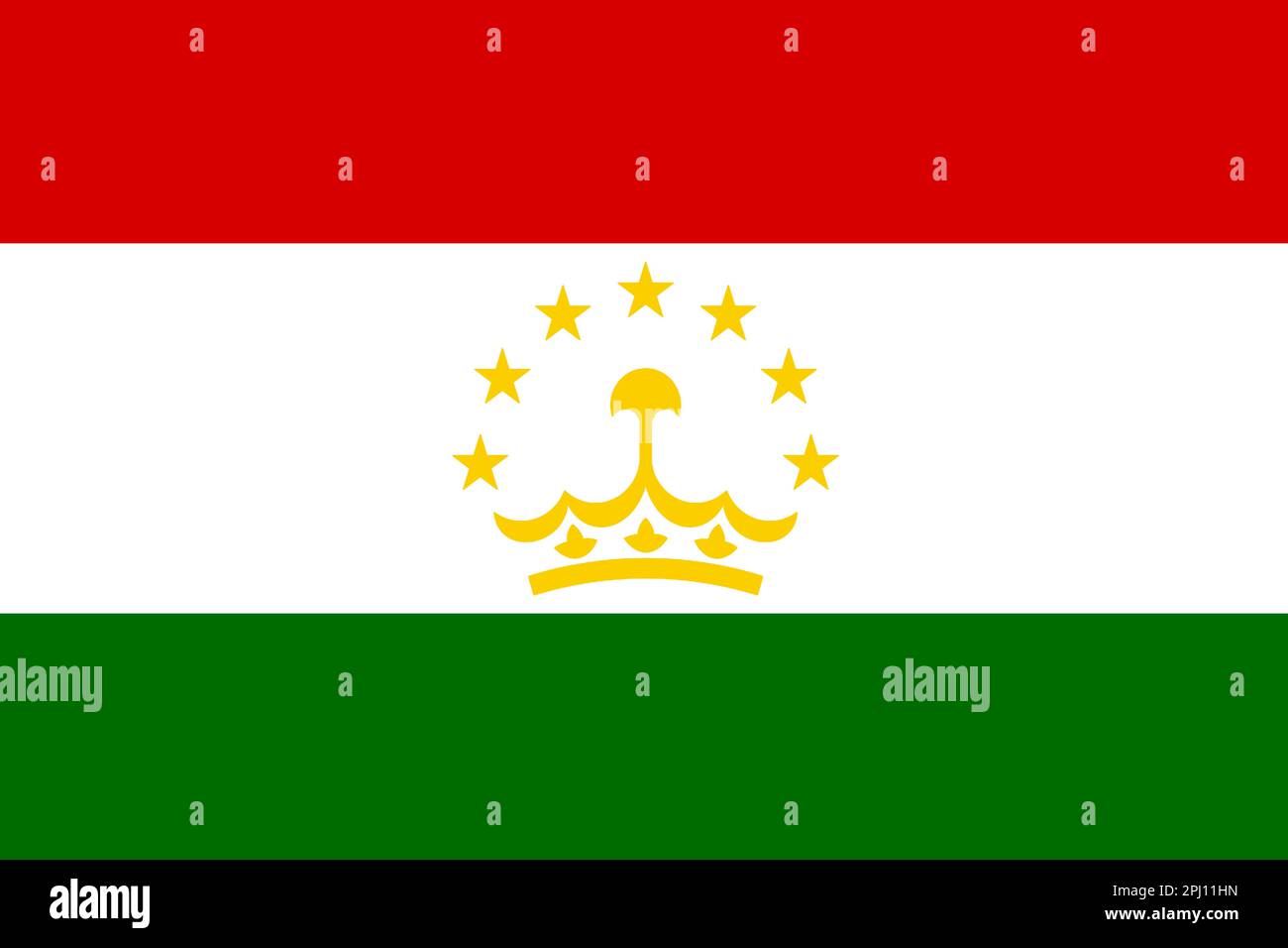 Tadjikistan drapeau arrière-plan illustration rouge blanc vert jaune étoiles de couronne Banque D'Images