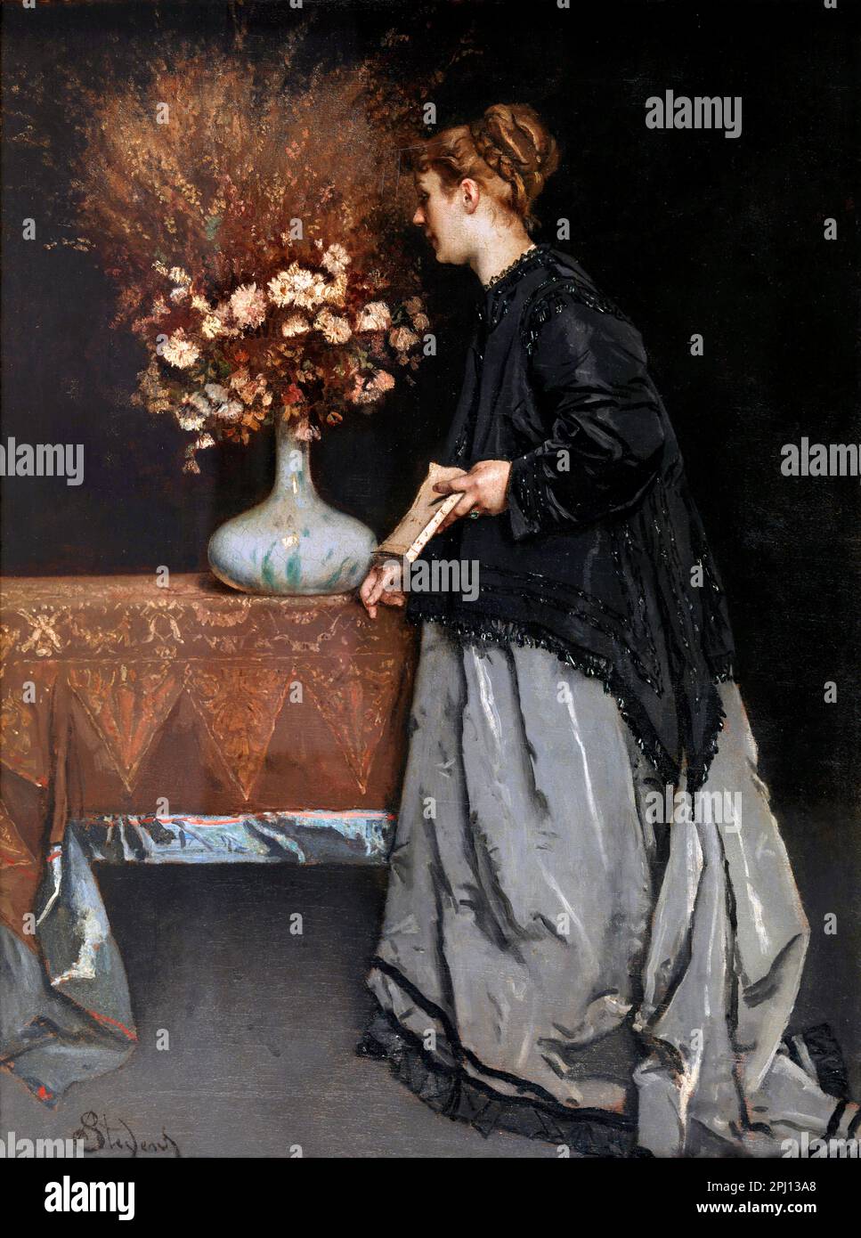 Fleurs d'automne par l'artiste belge Alfred Stevens (1823-1906), huile sur toile 1867 Banque D'Images