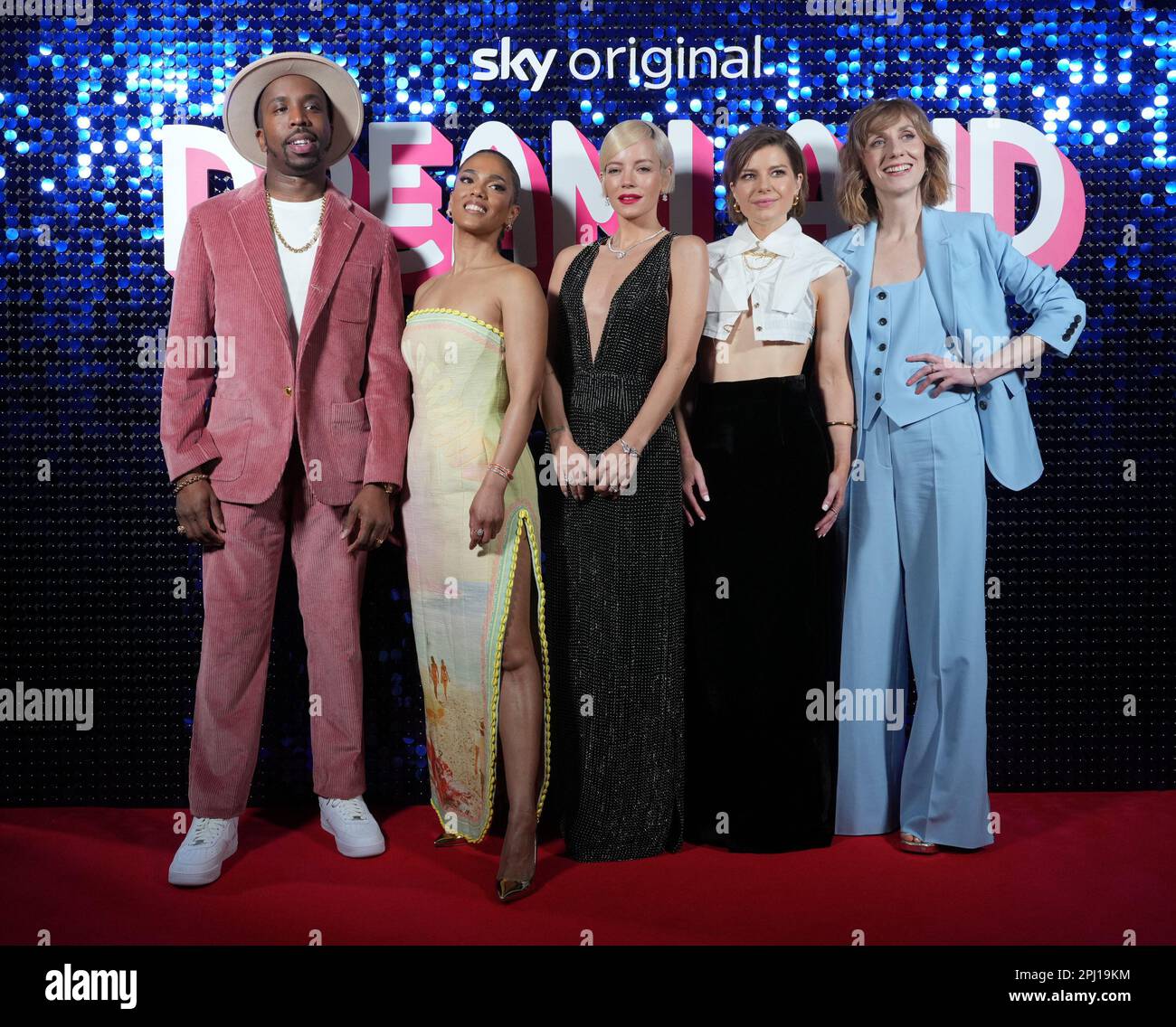 (De gauche à droite) Kiell Smith-Bynoe, Freema Agyeman, Lily Allen, Aimee-Ffion Edwards et Gabby Best, assistent à une projection de Dreamland à Picturehouse Central, Londres. Date de la photo: Jeudi 30 mars 2023. Le crédit photo devrait se lire : Jeff Moore/PA Wire Banque D'Images