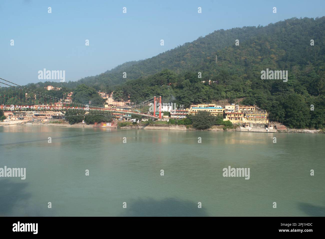 Ganga rivière rishikesh RAM jhula vue Banque D'Images