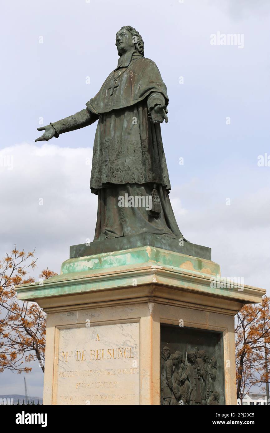 Monseigneur de Belsunce (1671-1755), Cathédrale de la Major, place de la Major, Marseille, Bouches-du-Rhône, Provence, France, Méditerranée, Europe Banque D'Images