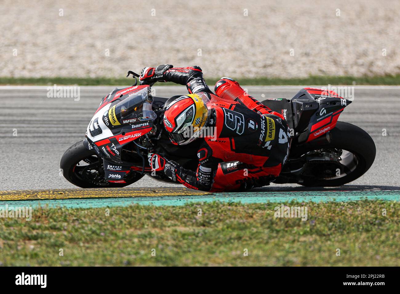 Danilo Petrucci frm Italie de Barni Spark Racing Team avec Ducati Panigale V4R pendant le championnat du monde SBK Motul FIM Superbike: Catalunya test Day 1 au circuit de Barcelone-Catalunya à Montmelo, Espagne. (Crédit : David Ramirez / Dax Images) Banque D'Images