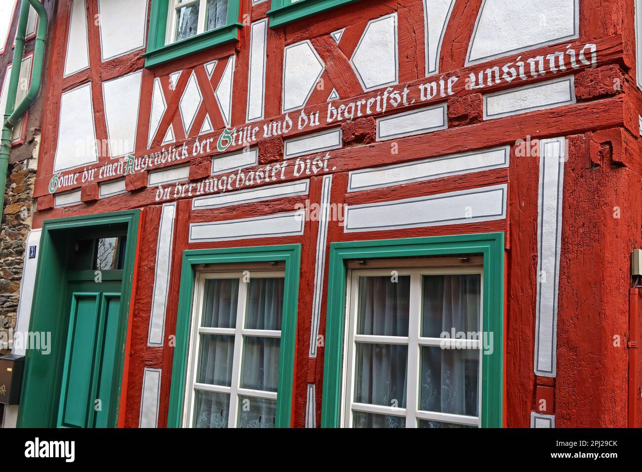 Construction en bois à Bacharach (Bacharach am Rhein), quartier de Mayence-Bingen, Allemagne Banque D'Images