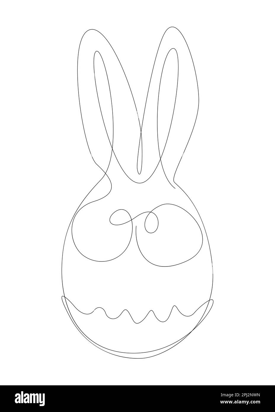 Une ligne continue d'œuf de Pâques avec des oreilles de lapin. Concept de vecteur d'illustration à trait fin. Dessin de contour idées créatives. Illustration de Vecteur
