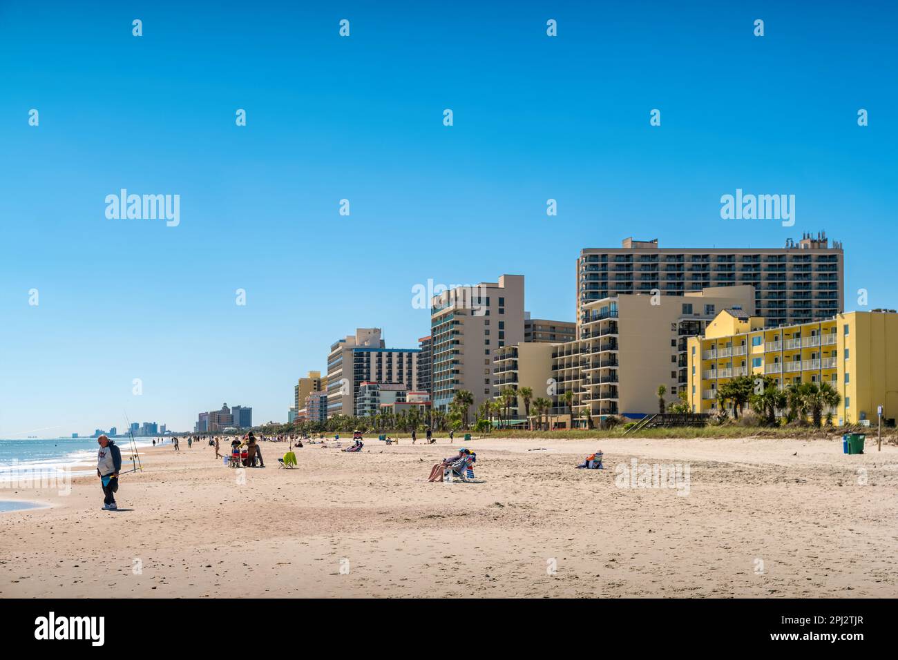 Les gens apprécient la plage de Myrtle Beach, Caroline du Sud, États-Unis Banque D'Images