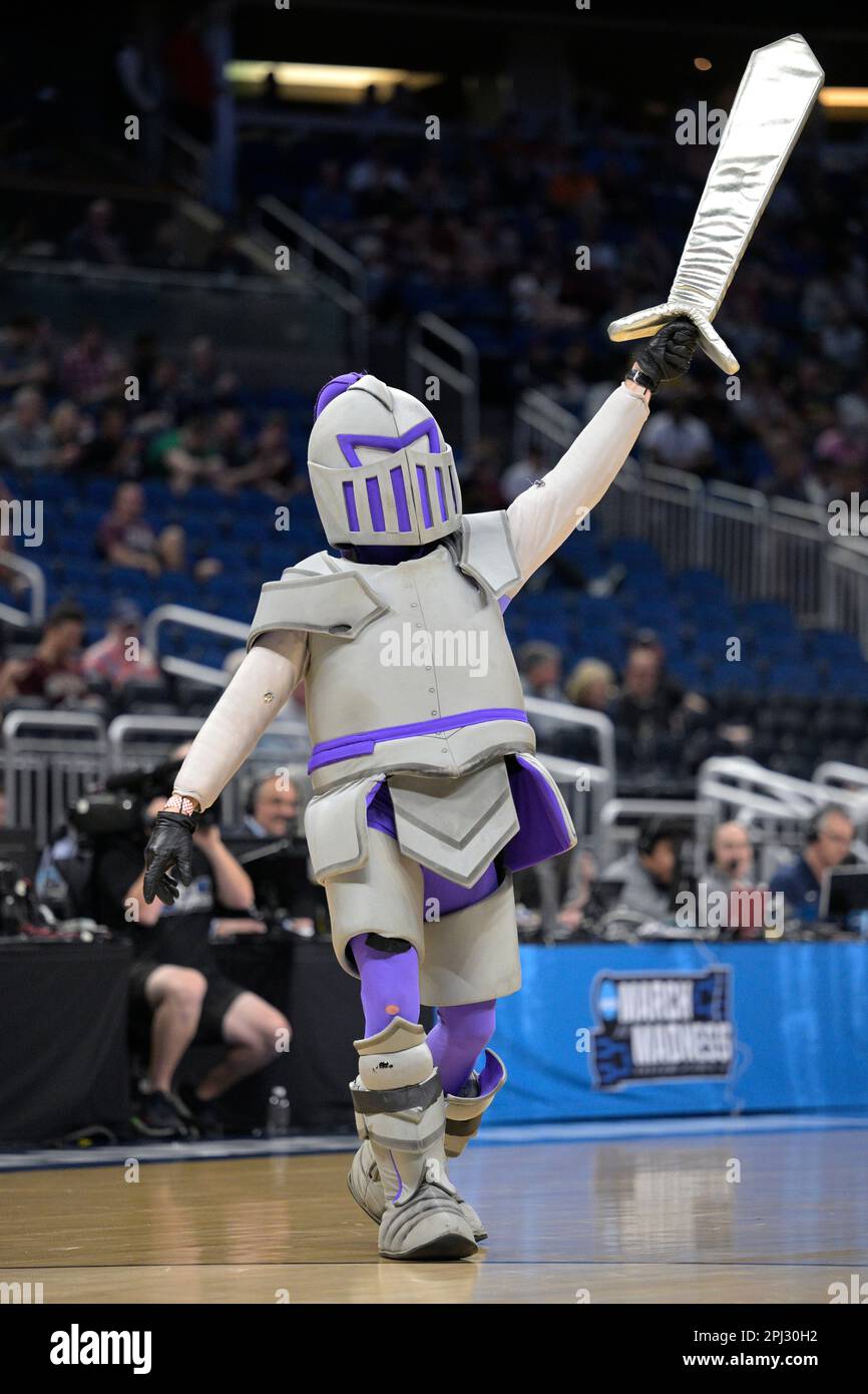 The Furman mascot performs on the court during the first half of a first-round college basketball game against Virginia in the NCAA Tournament, Thursday, March 16, 2023, in Orlando, Fla. (AP Photo/Phelan M. Ebenhack) Banque D'Images