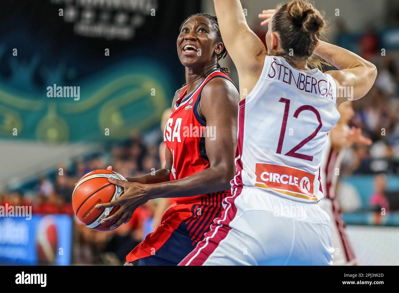 Espagne, Ténérife, 25 septembre 2018: Le joueur de basket-ball Tina Charles en action lors de la coupe du monde de basket-ball féminin de la FIBA Banque D'Images