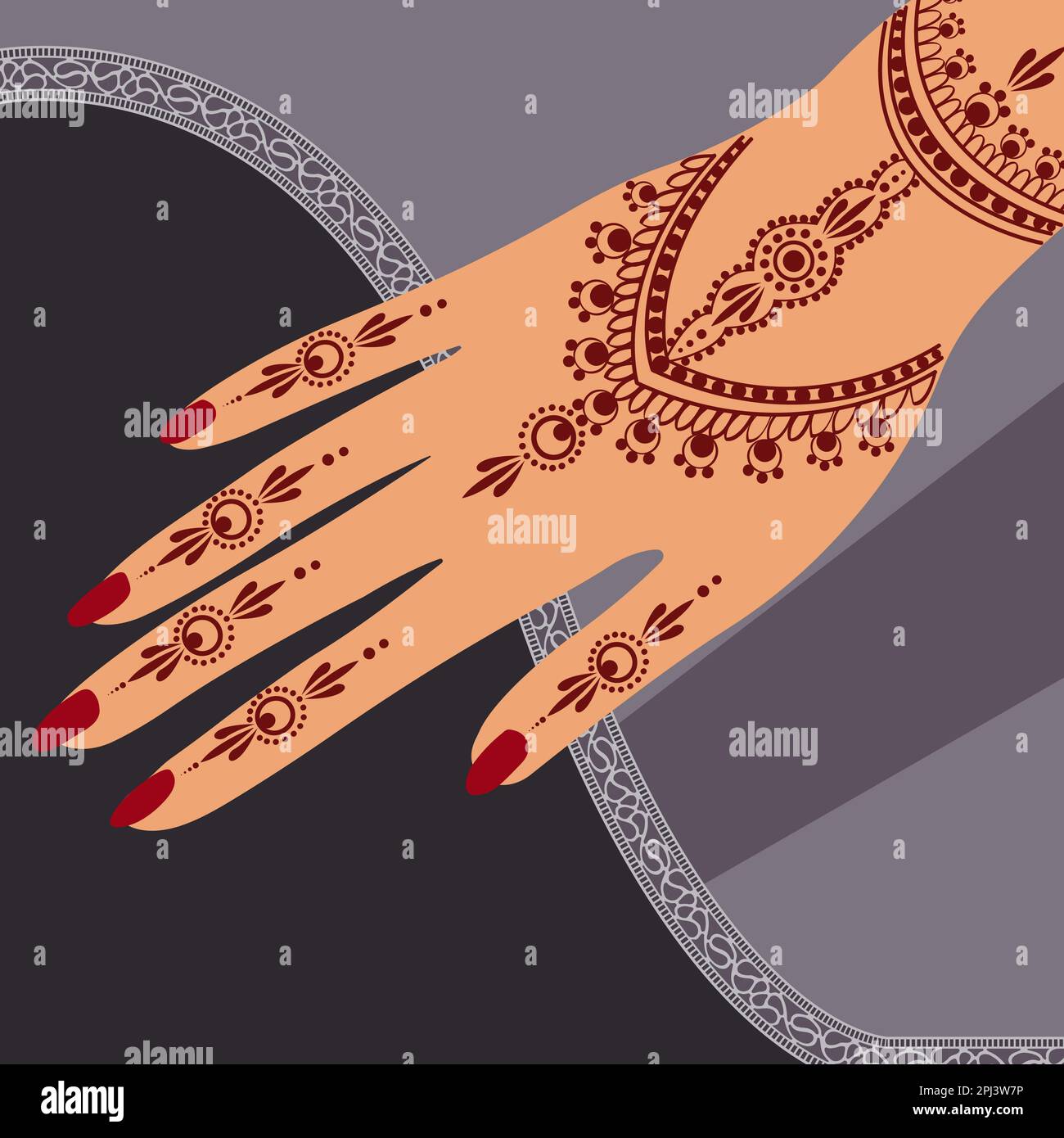 EID Henna Mehndi mains Vector Illustration Eid Henna main dessiné Henna Vector Design Banque D'Images