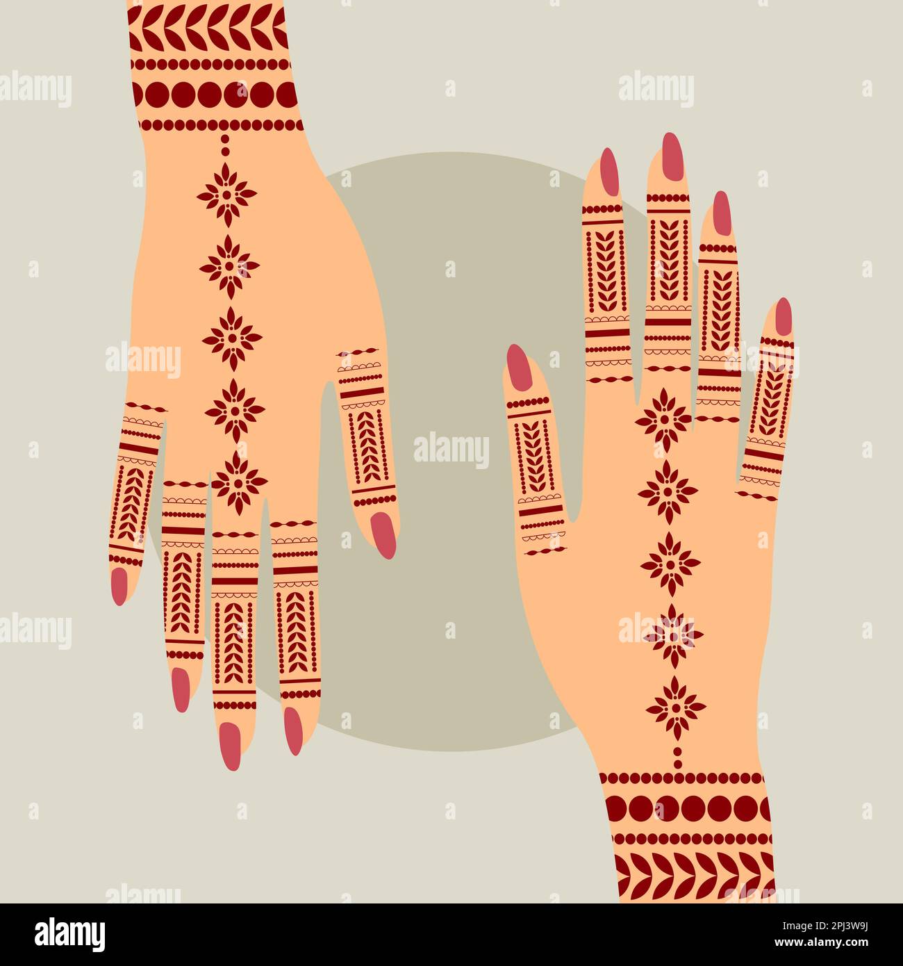 EID Henna Mehndi mains Vector Illustration Eid Henna main dessiné Henna Vector Design Banque D'Images