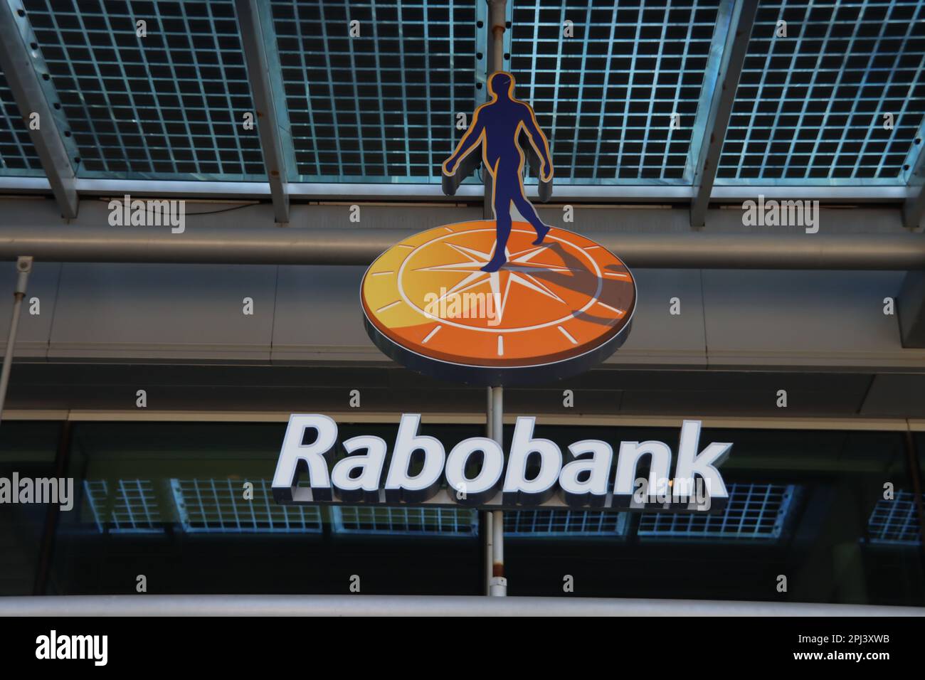 Logo Rabobank au siège social d'Utrecht aux pays-Bas Banque D'Images