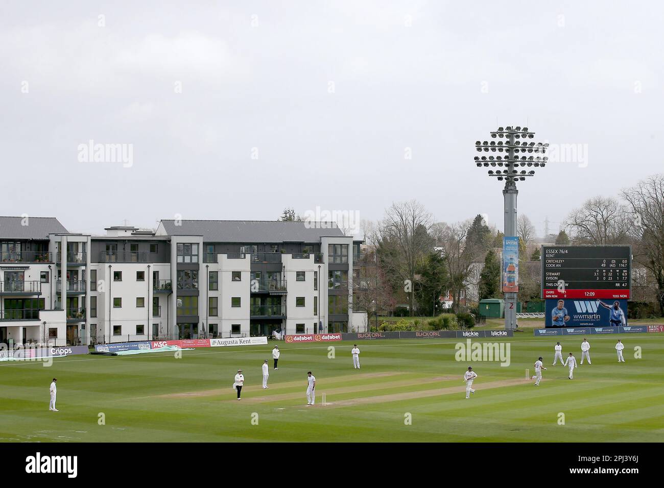 Vue générale de l'action pendant Kent CCC vs Essex CCC, friendly Match Cricket au terrain de Spitfire le 30th mars 2023 Banque D'Images
