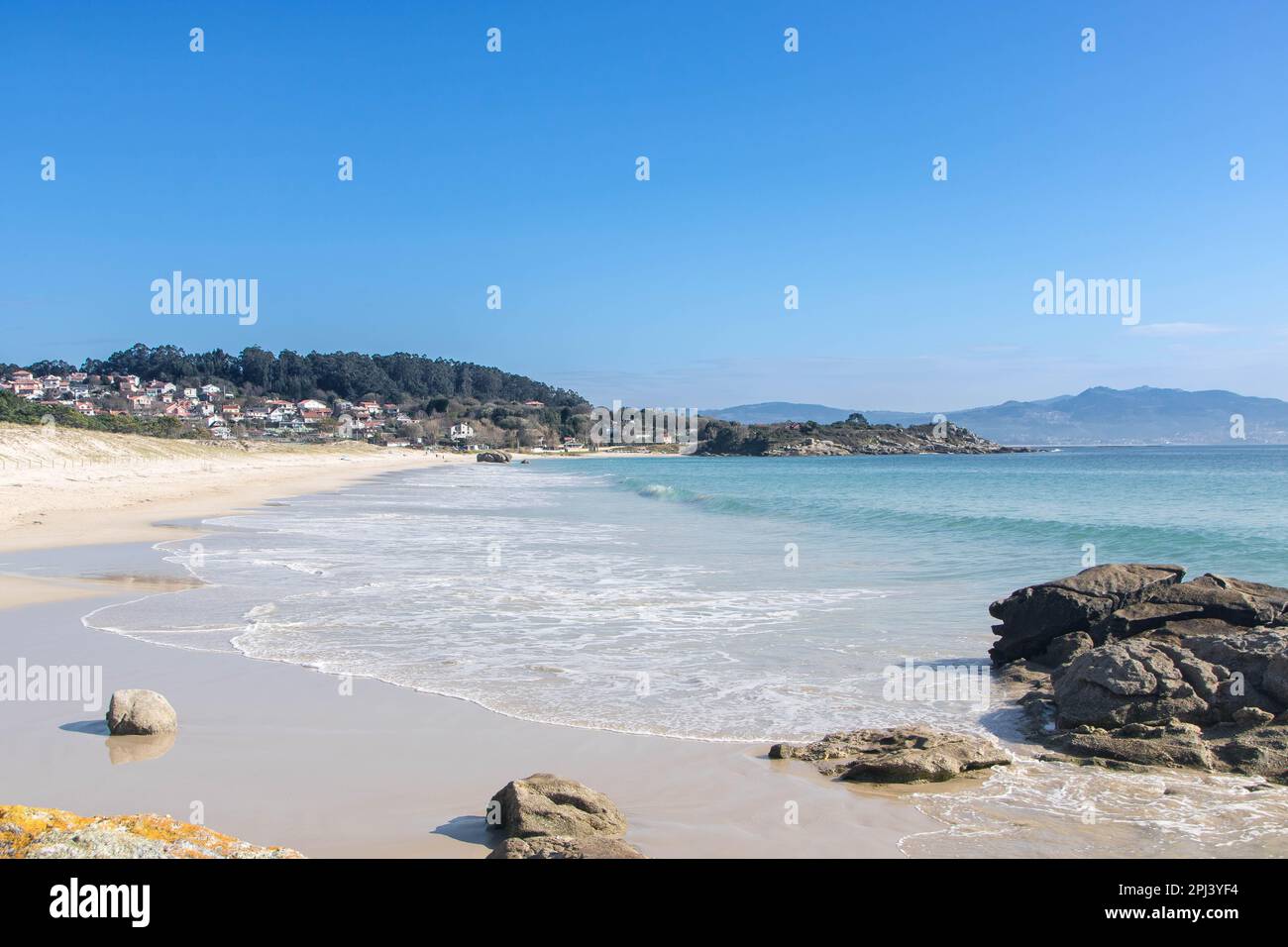 Paysage de la plage de Nerga à Cangas, Galice, Espagne Banque D'Images