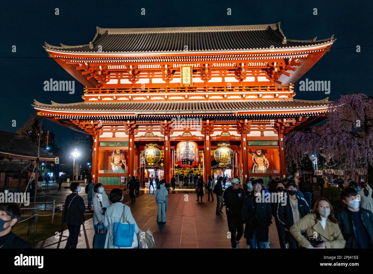 Vue nocturne du temple Sensoji à Asakusa, Tokyo, Japon Banque D'Images