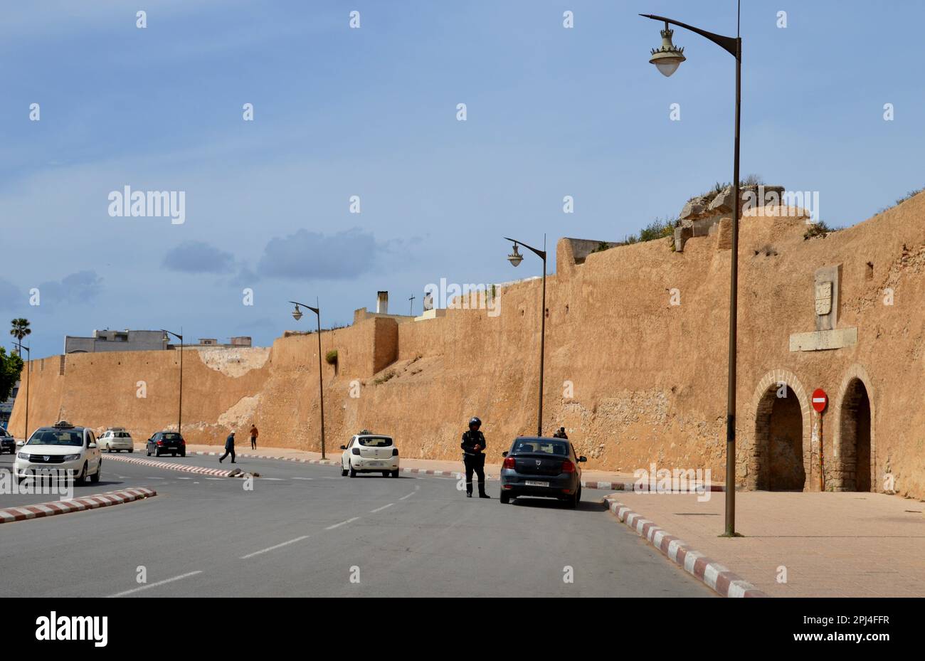 Maroc, El-Jadida : murs de la médina et de la route périphérique. Banque D'Images