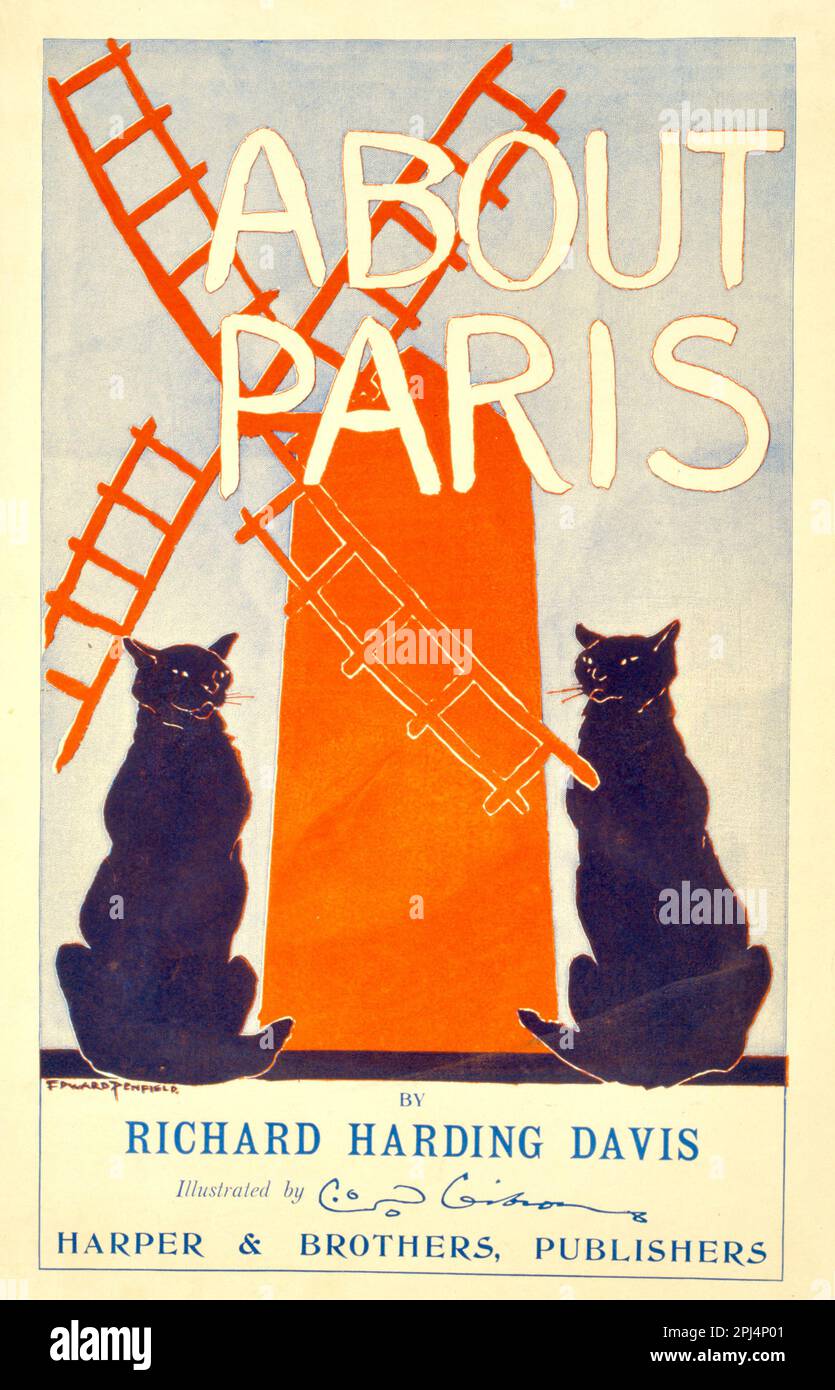 A propos de Paris par Richard Harding Davis, illustré par D.O. Gibson / Edward Penfield - 1895 Banque D'Images