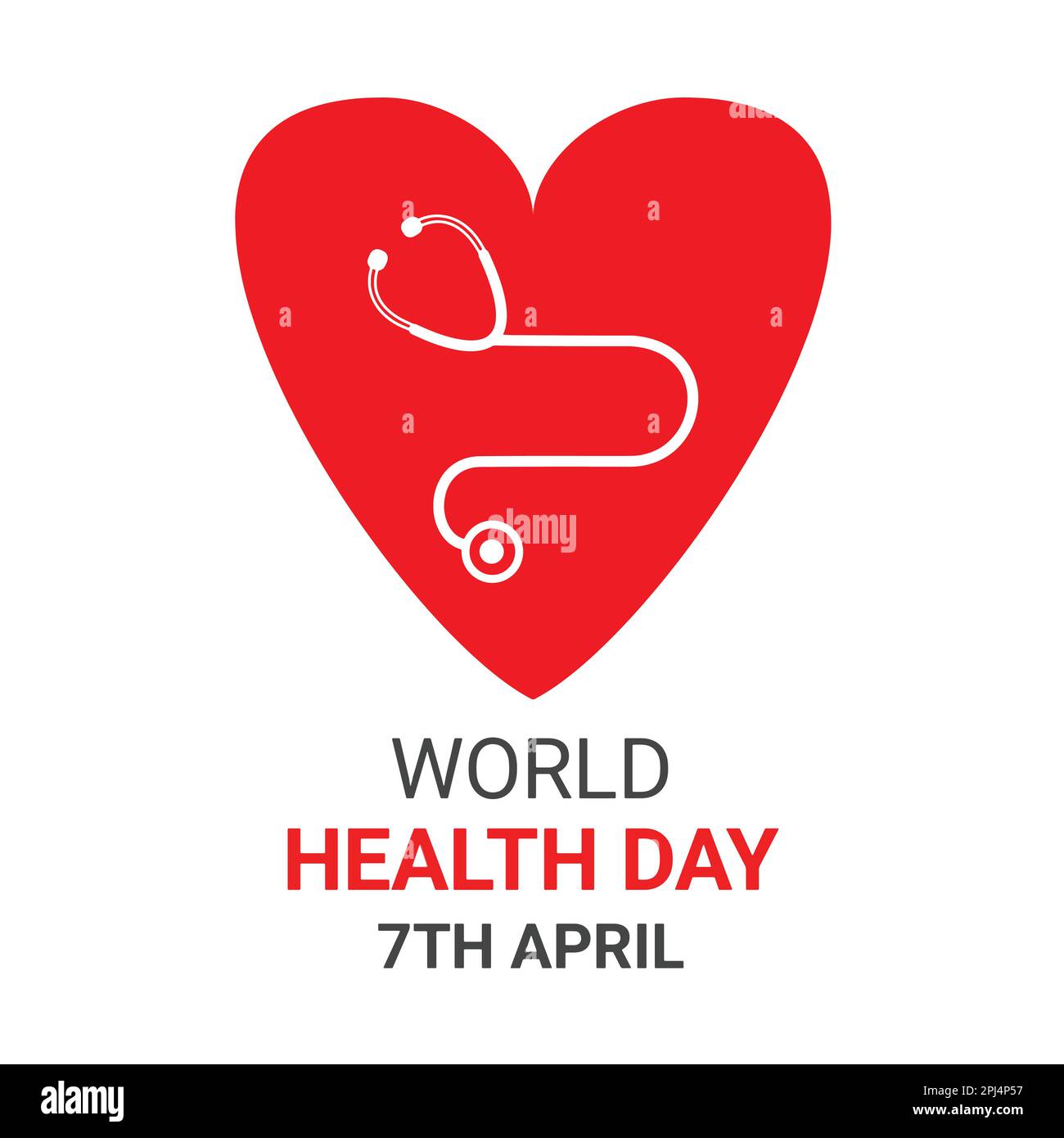 Journée mondiale de la santé. 7th avril. Stéthoscope en forme de coeur. Illustration vectorielle Illustration de Vecteur