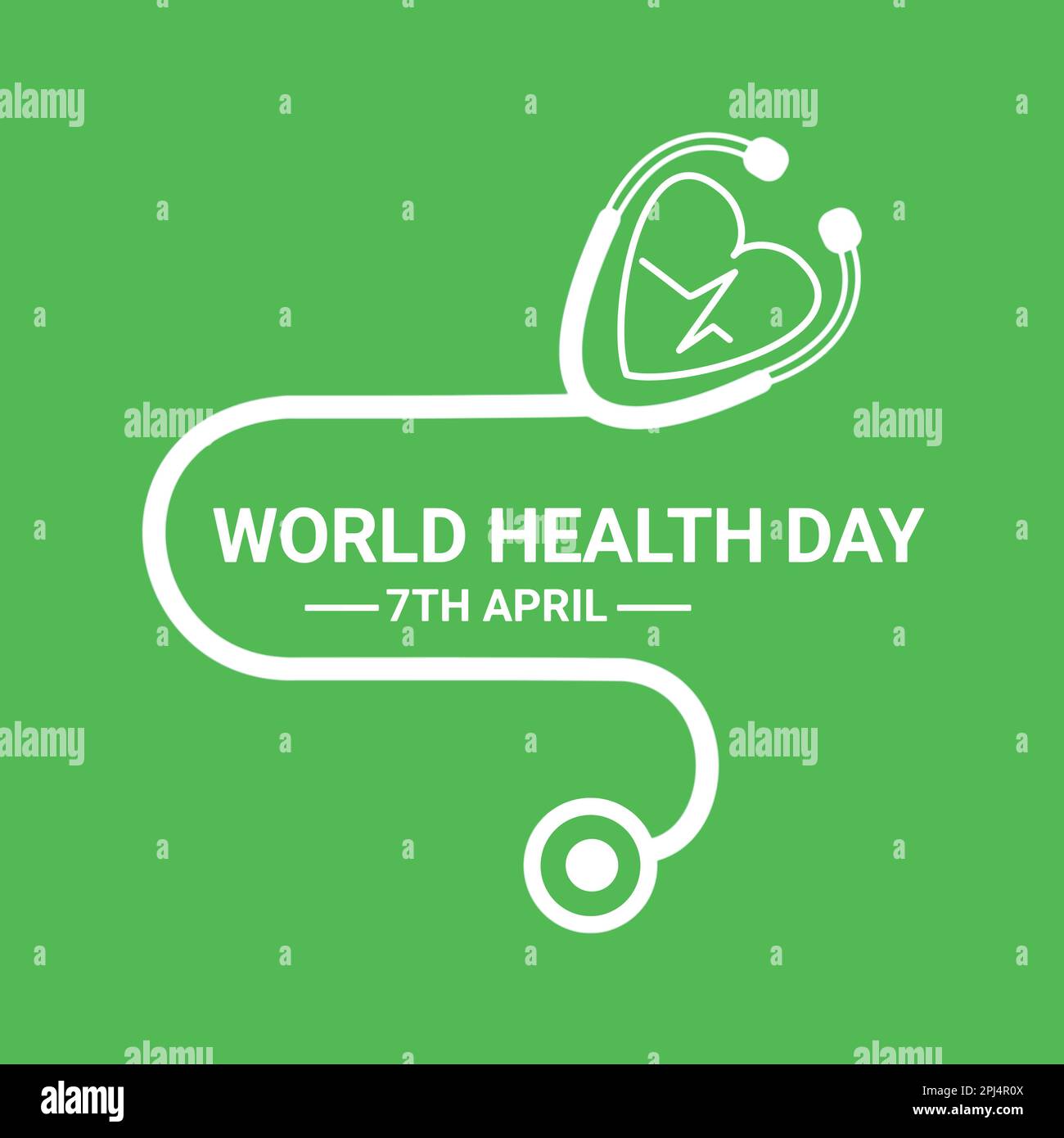 Concept d'illustration vectorielle de la Journée mondiale de la Santé. 7th avril. Icône stéthoscope et coeur. Illustration de Vecteur