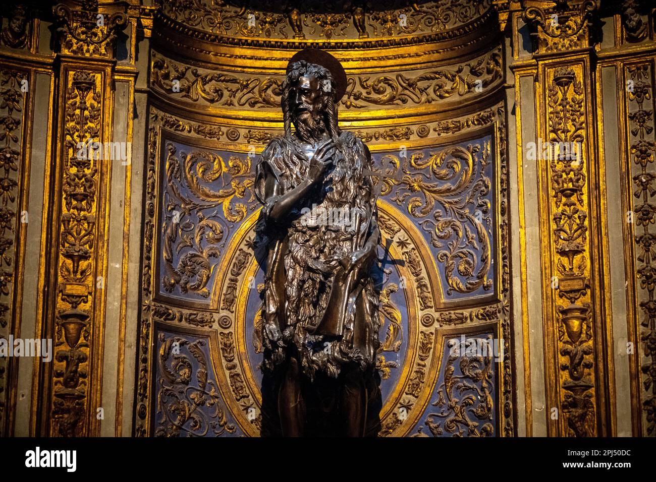 La statue de Donatello de Saint Jean-Baptiste dans la cathédrale de Sienne, en Italie Banque D'Images