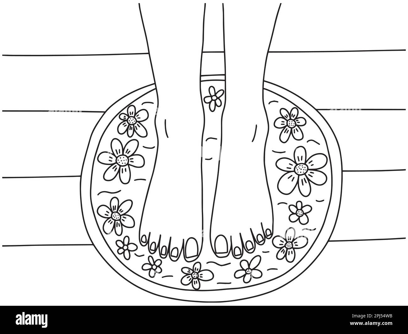 Page de colorig de la vue supérieure de la pédicure spa Vector Illustration de Vecteur