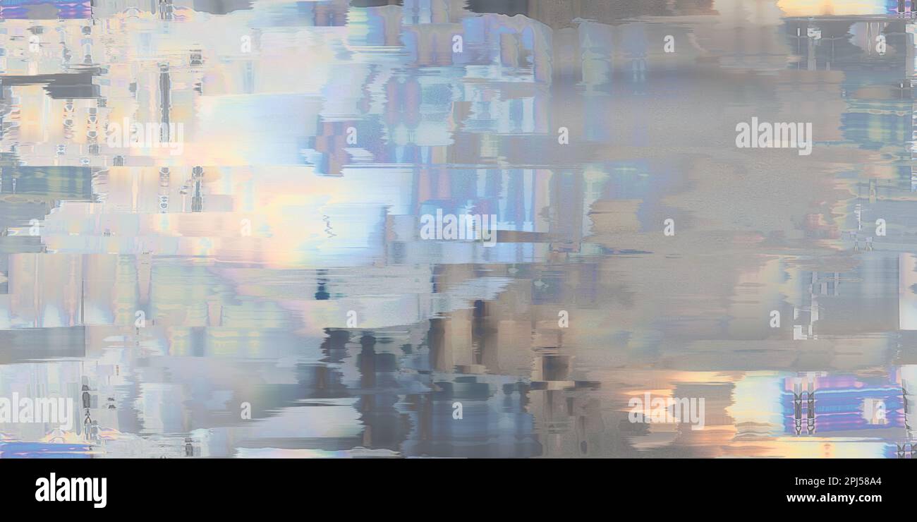 Sans couture irisée argent holographique chrome film vaporwave fond de la distorsion des démangeaisons texture. Motif tendance effet nacré. Rétro 80s c Banque D'Images