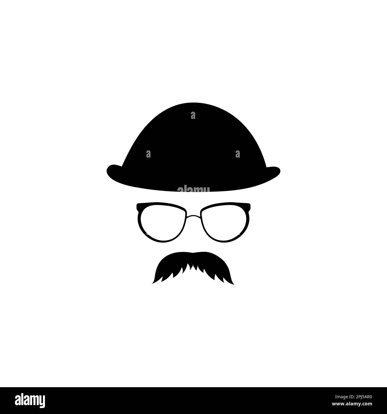 Masque rétro en lunettes chapeau avec gabarit de moustache Illustration de Vecteur