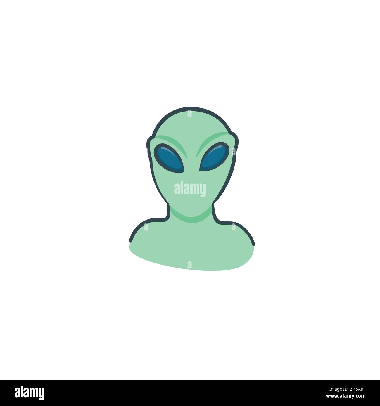 Vert extraterrestre avec de grands yeux. Créature extraterrestre avec une tête énorme Illustration de Vecteur