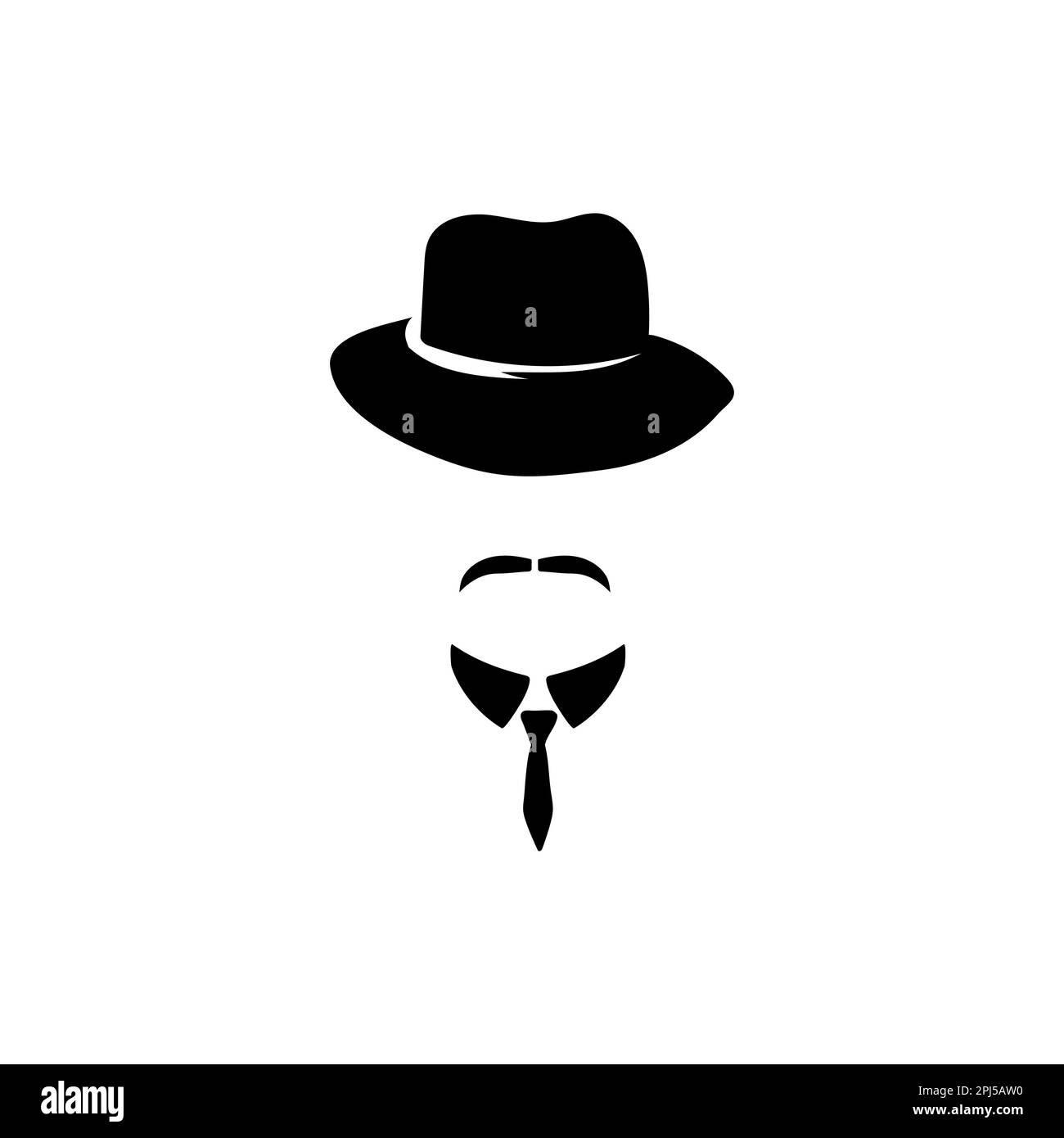 Profil masculin avec chapeau de cravate et gabarit de moustache Image  Vectorielle Stock - Alamy