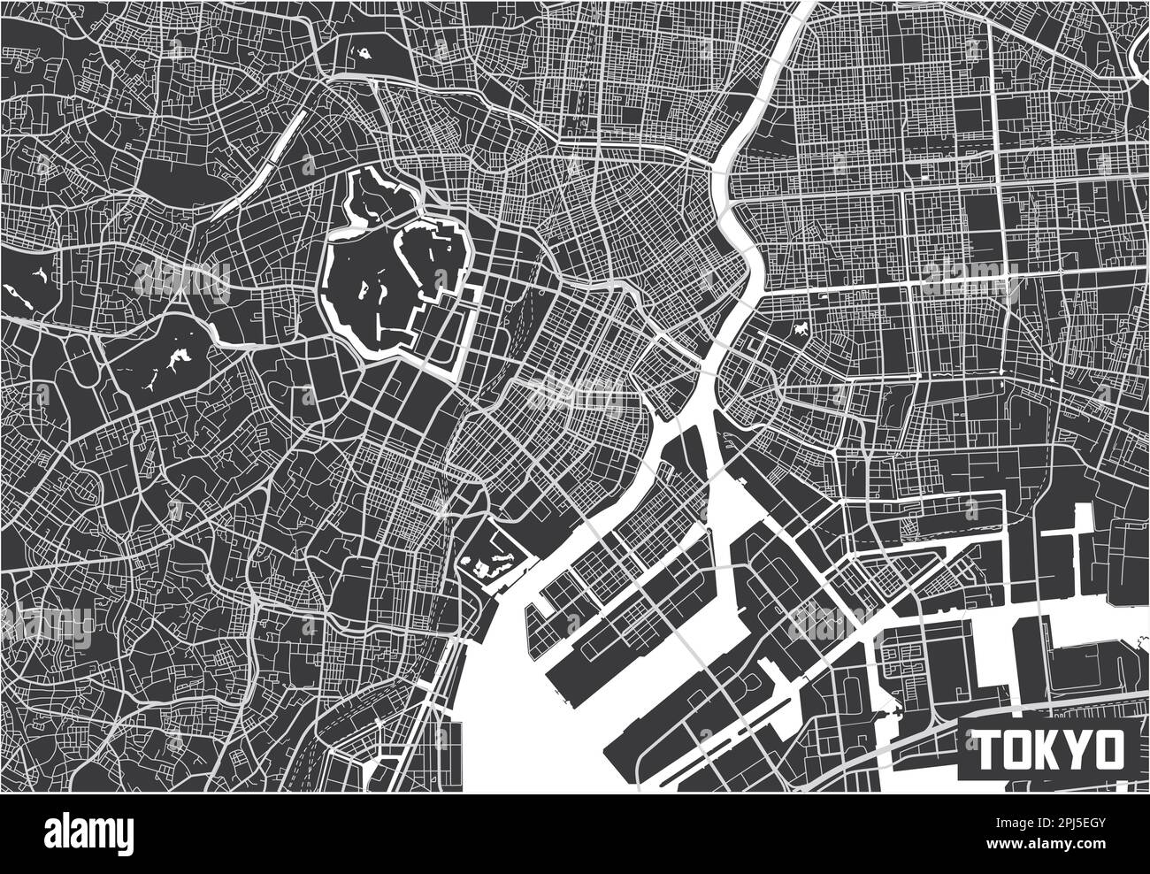 Design minimaliste de la carte de la ville de Tokyo. Illustration de Vecteur