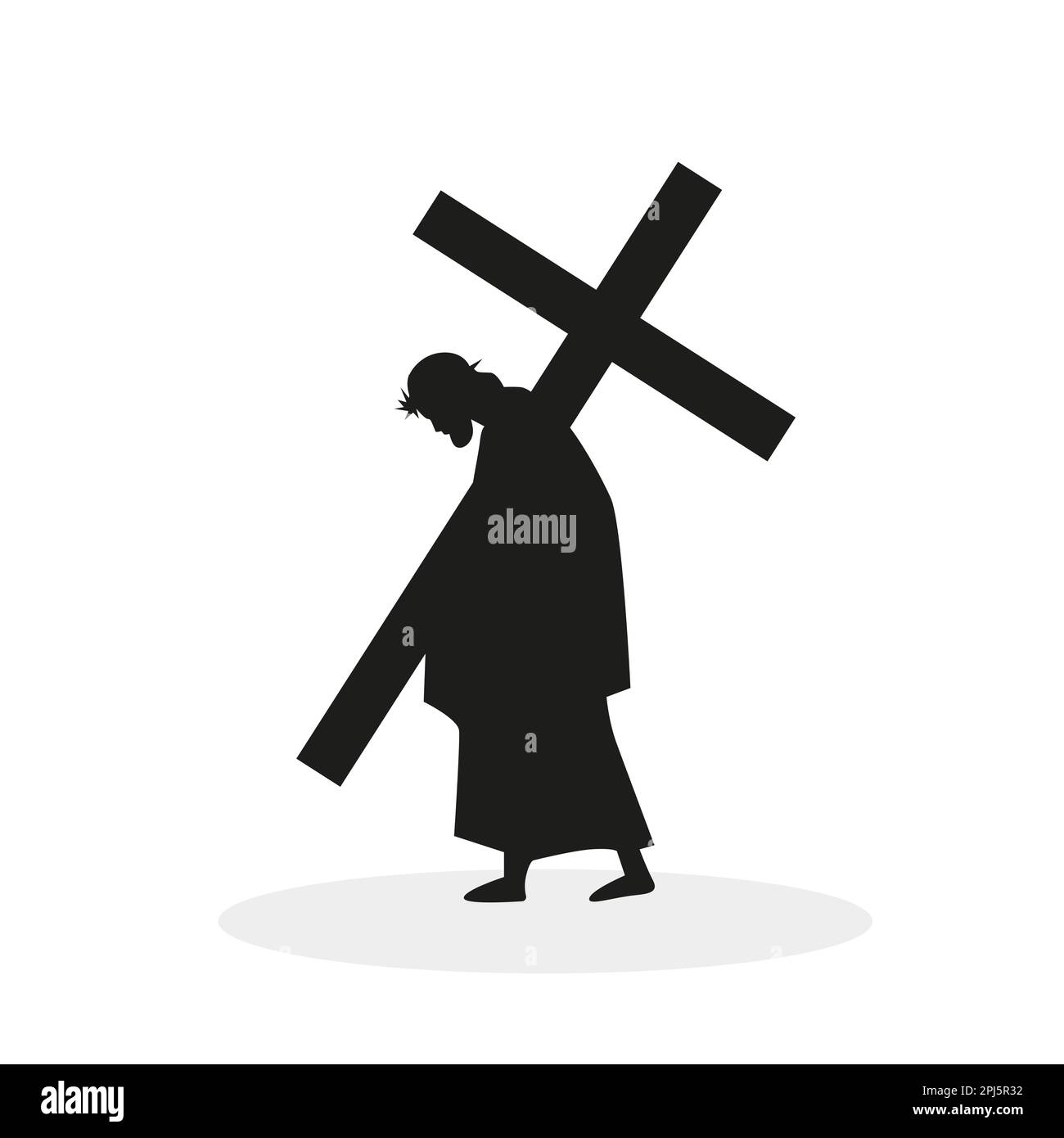 Jésus porte la silhouette croisée sur un fond blanc. Illustration vectorielle Illustration de Vecteur
