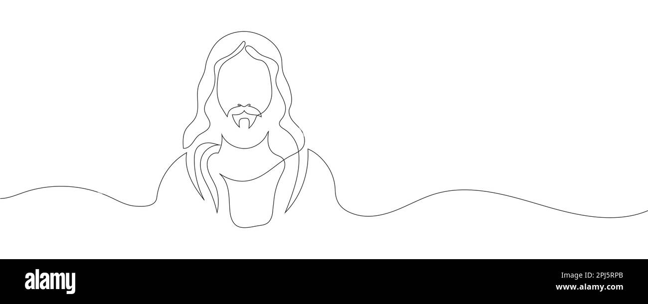 Dessin continu de Jésus-Christ, fils de Dieu, illustration biblique de pâques. Illustration de Vecteur