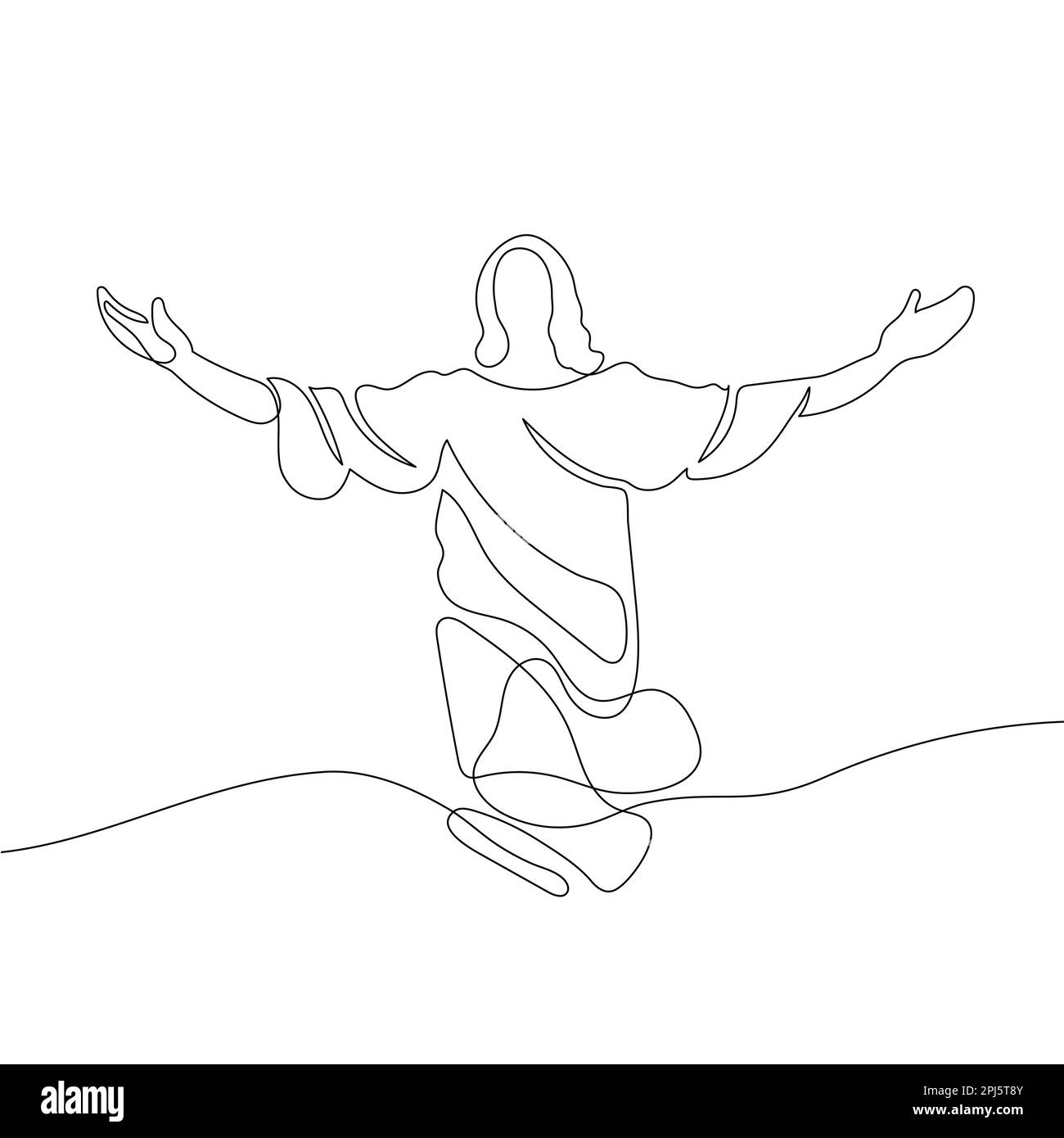 Une ligne continue dessinant la main minimale de Jésus-Christ. Illustration de Vecteur