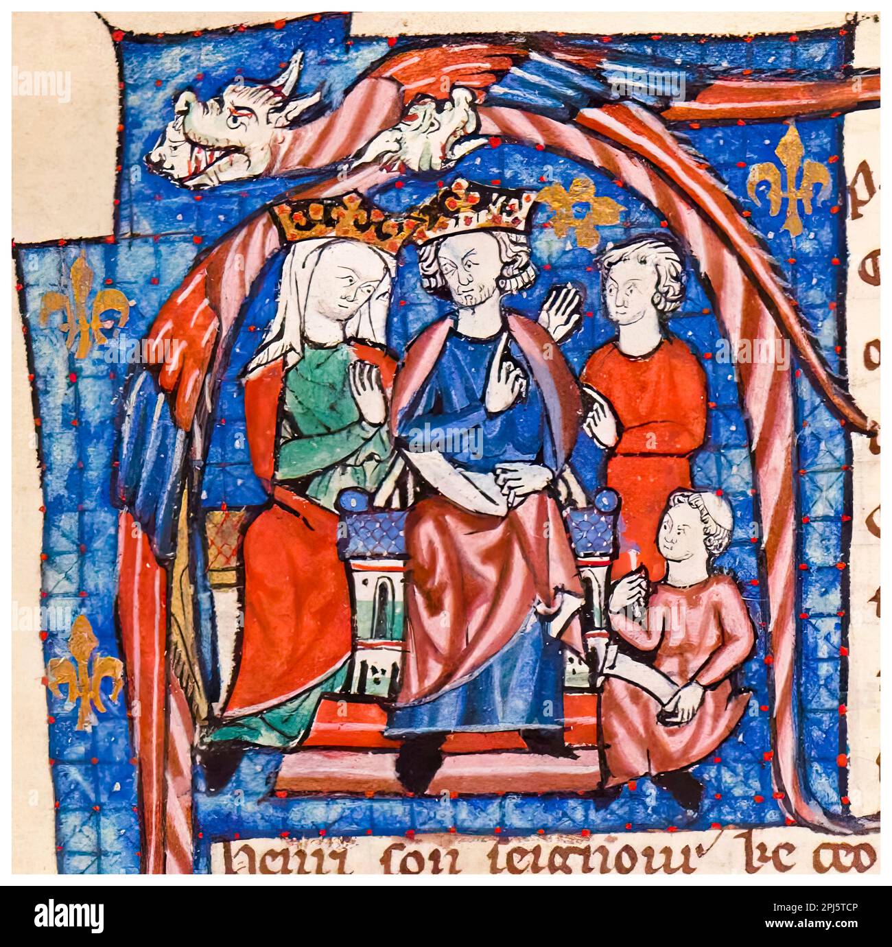 Eleanor d'Aquitaine (vers 1122-1204) et son mari le roi Henri II d'Angleterre (1133-1189), portrait d'un manuscrit illuminé français de 14th siècles, 1301-1399 Banque D'Images