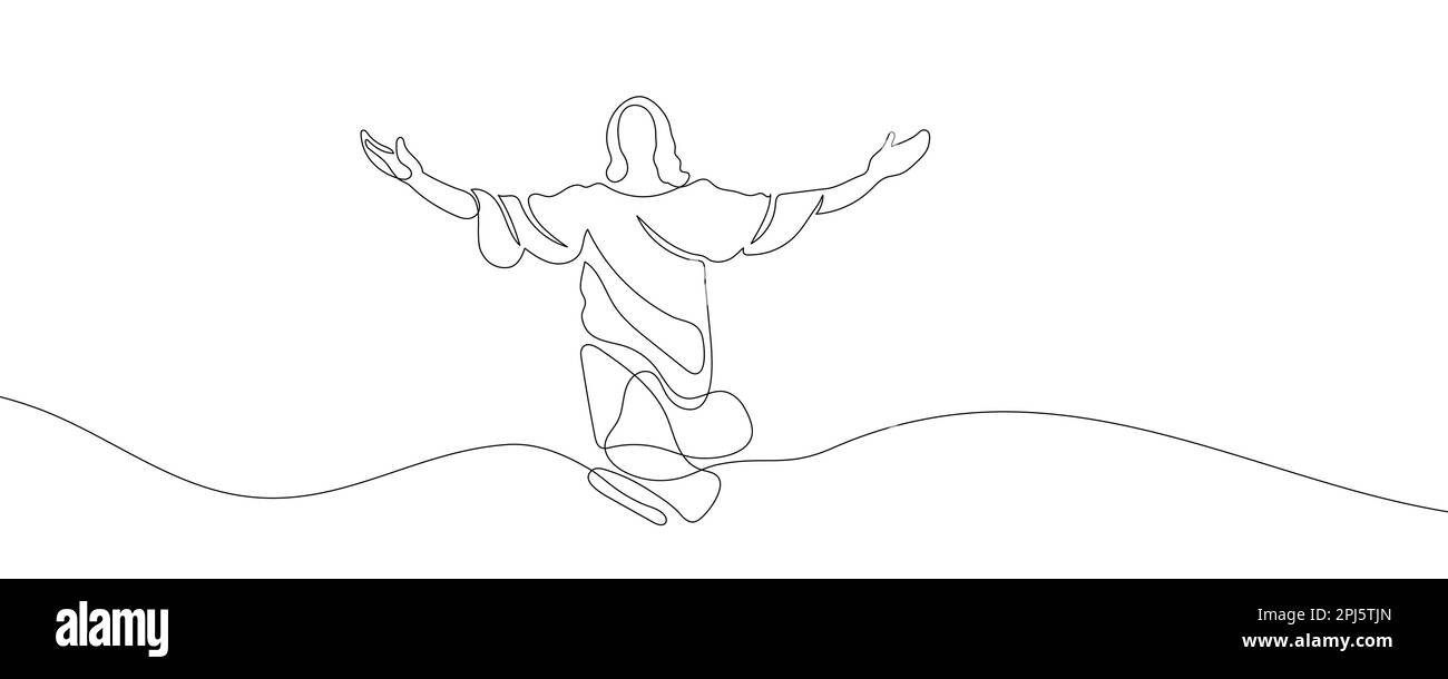 Une ligne continue dessinant la main minimale de Jésus-Christ. Illustration de Vecteur