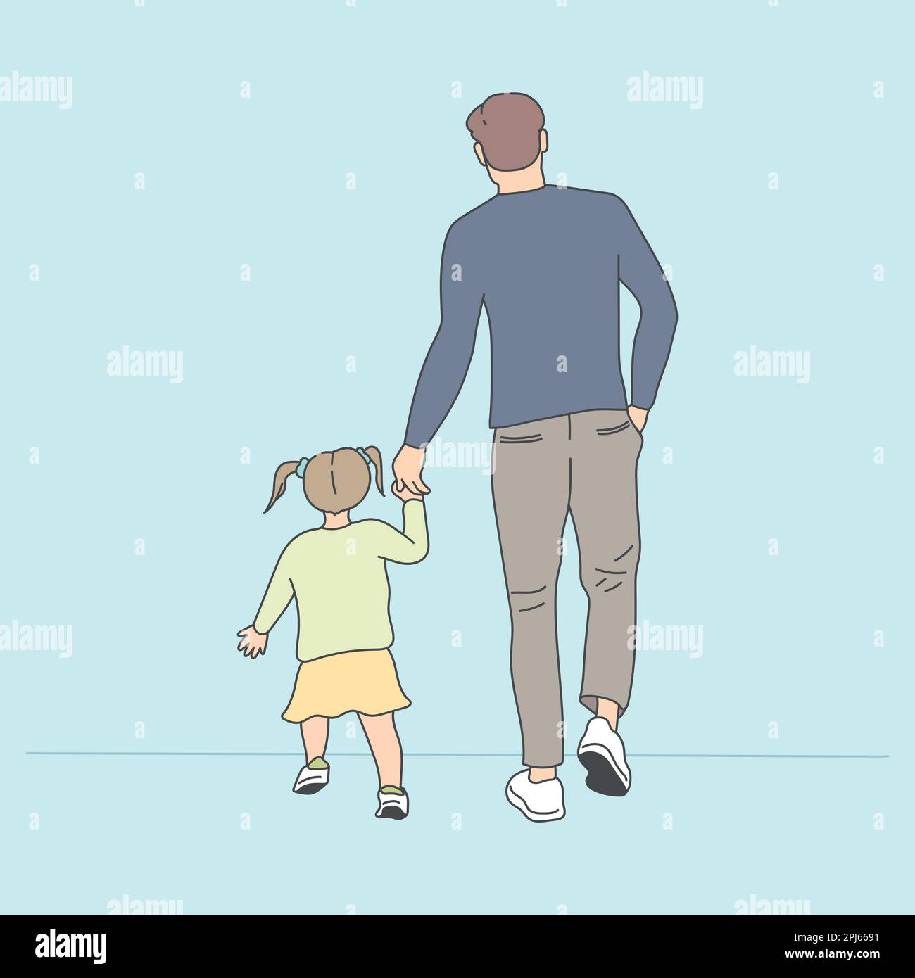 un-dessin-anim-d-un-p-re-et-sa-fille-f-te-des-p-res-vecteur-premium