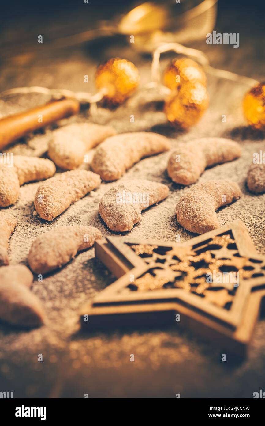 Biscuits à la vanille fraîche pour Noël - Vanillekipferl, biscuit traditionnel Chrismas en Europe Banque D'Images